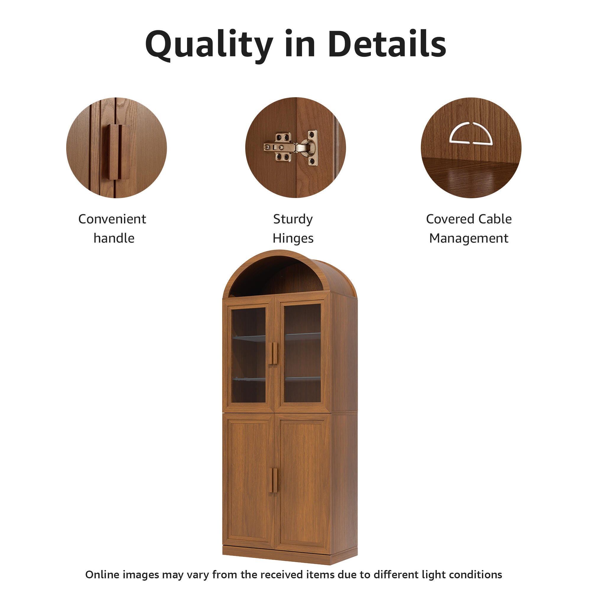Dovelina Liora Arched 31" Accent Cabinet, Walnut, large