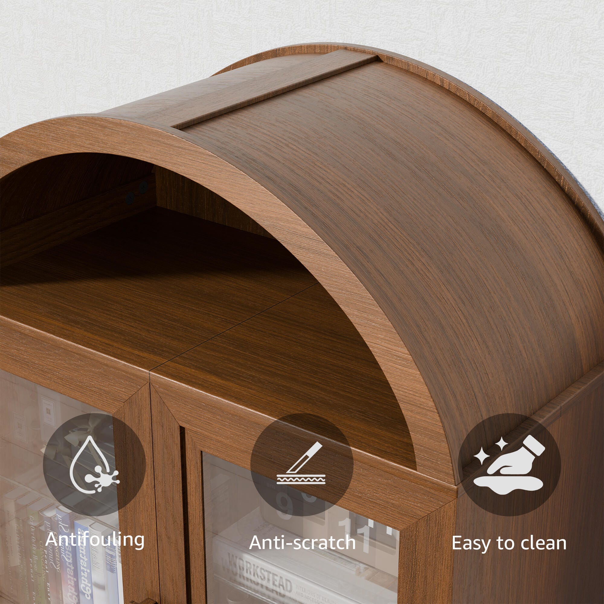 Dovelina Liora Arched 31" Accent Cabinet, Walnut, large