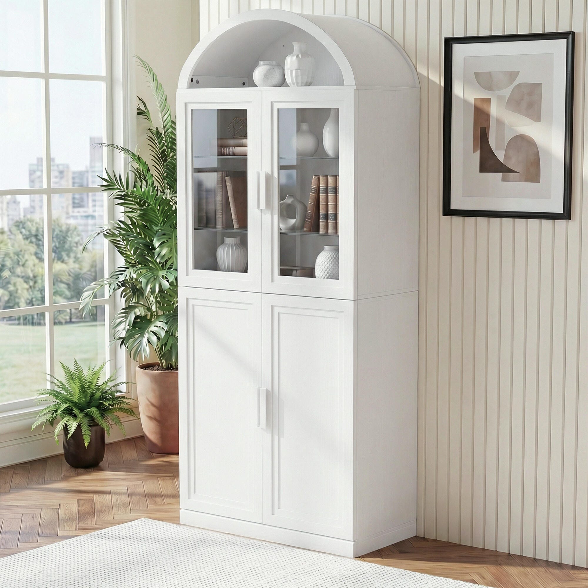 Dovelina Liora Arched 31" Accent Cabinet, White, large