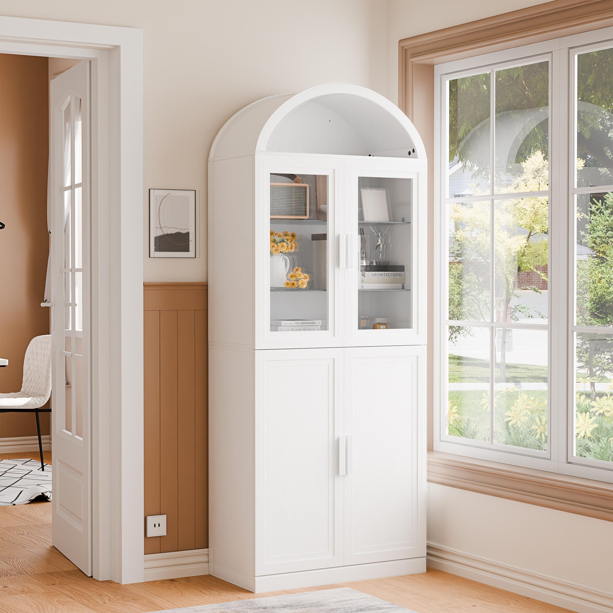 Dovelina Liora Arched 31" Accent Cabinet, White, large