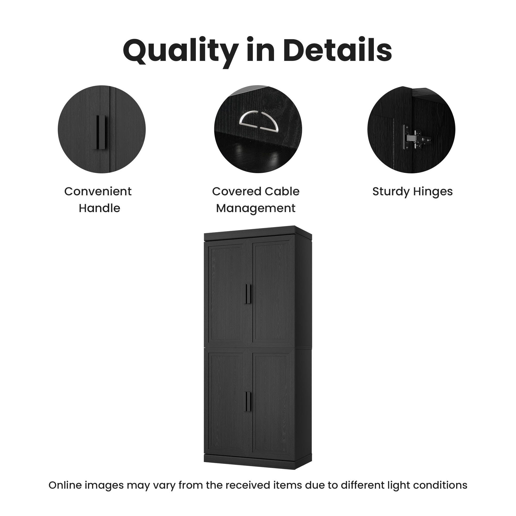 Dovelina Liora Durable 31" Accent Cabinet, Black, large