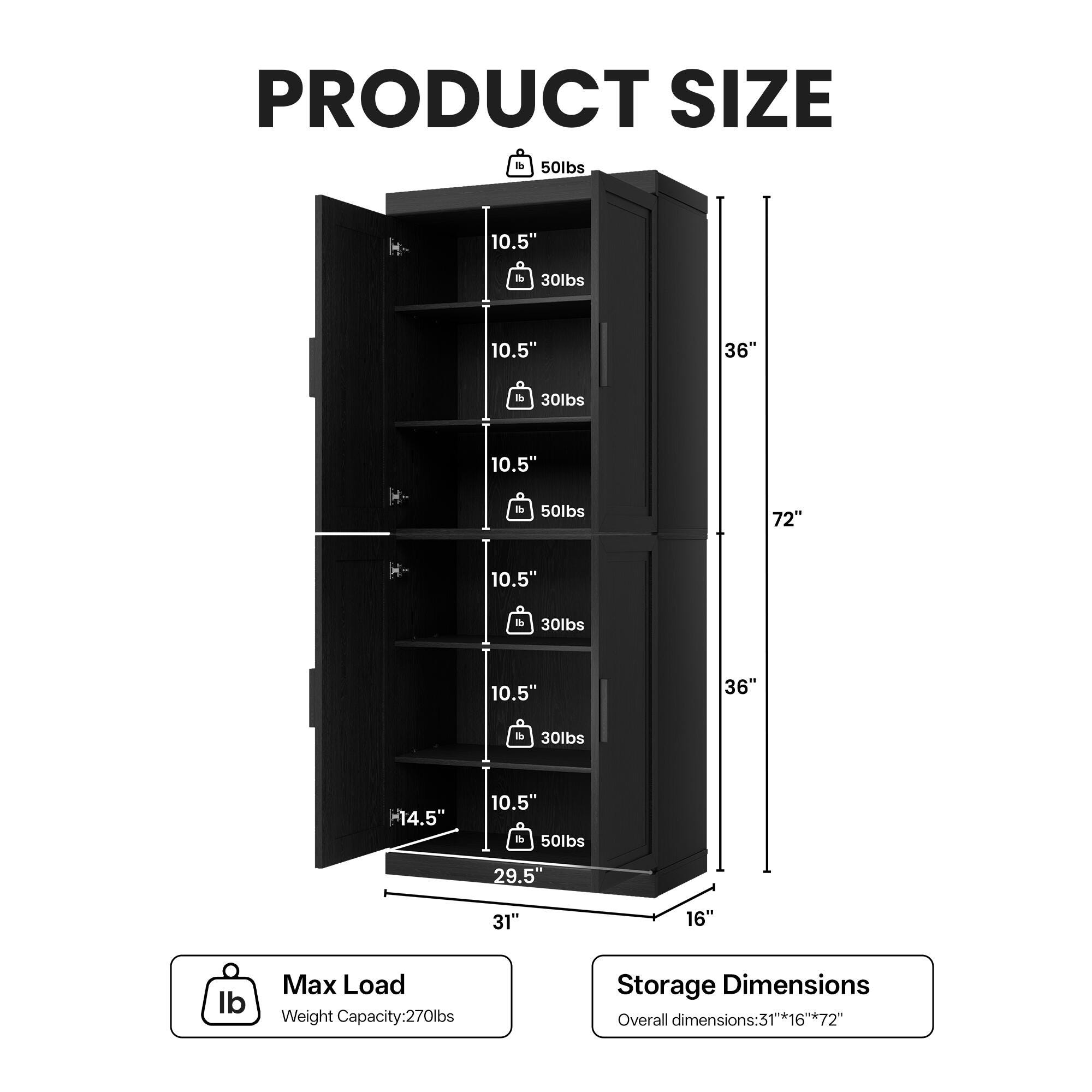 Dovelina Liora Durable 31" Accent Cabinet, Black, large