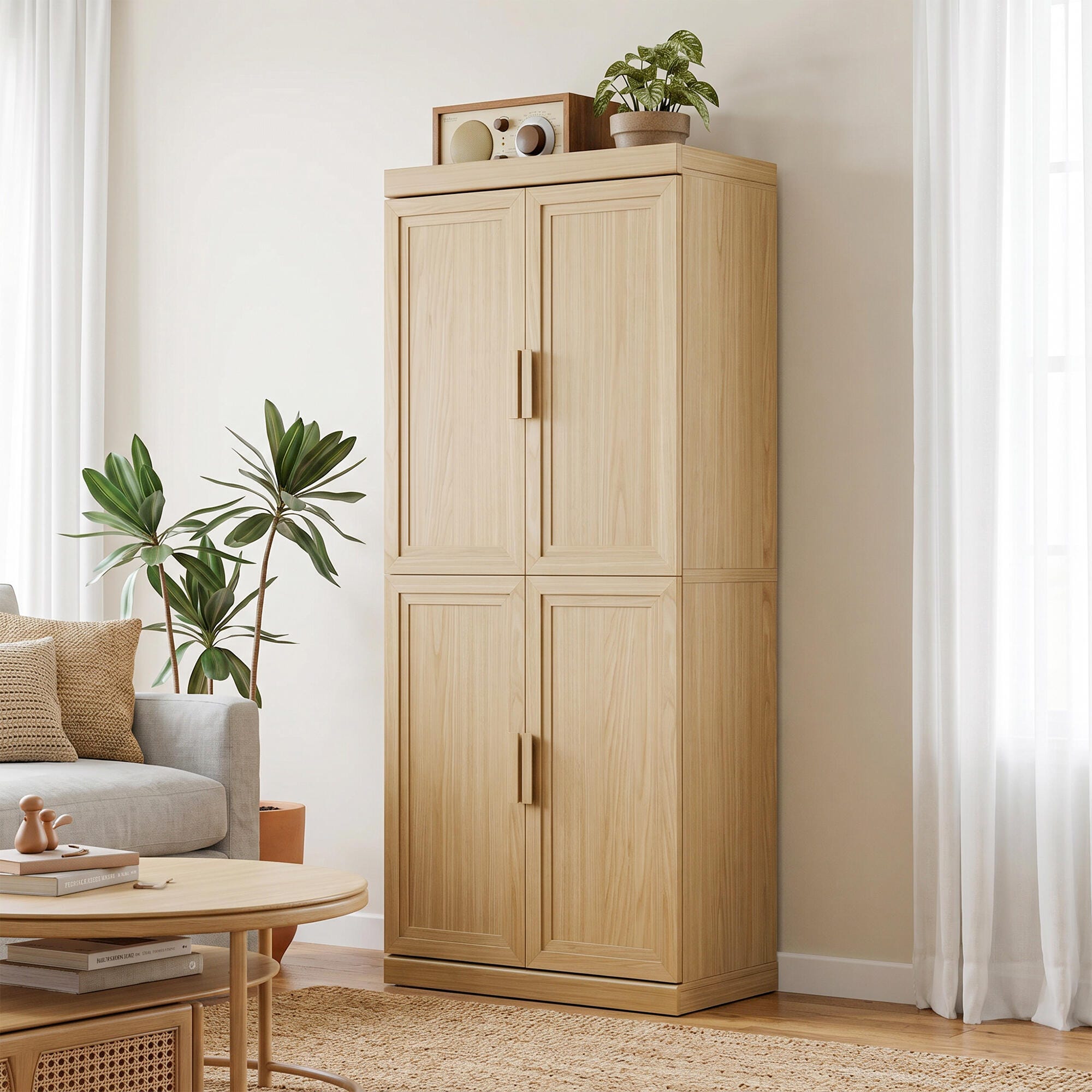 Dovelina Liora Durable 31" Accent Cabinet, Natural, large