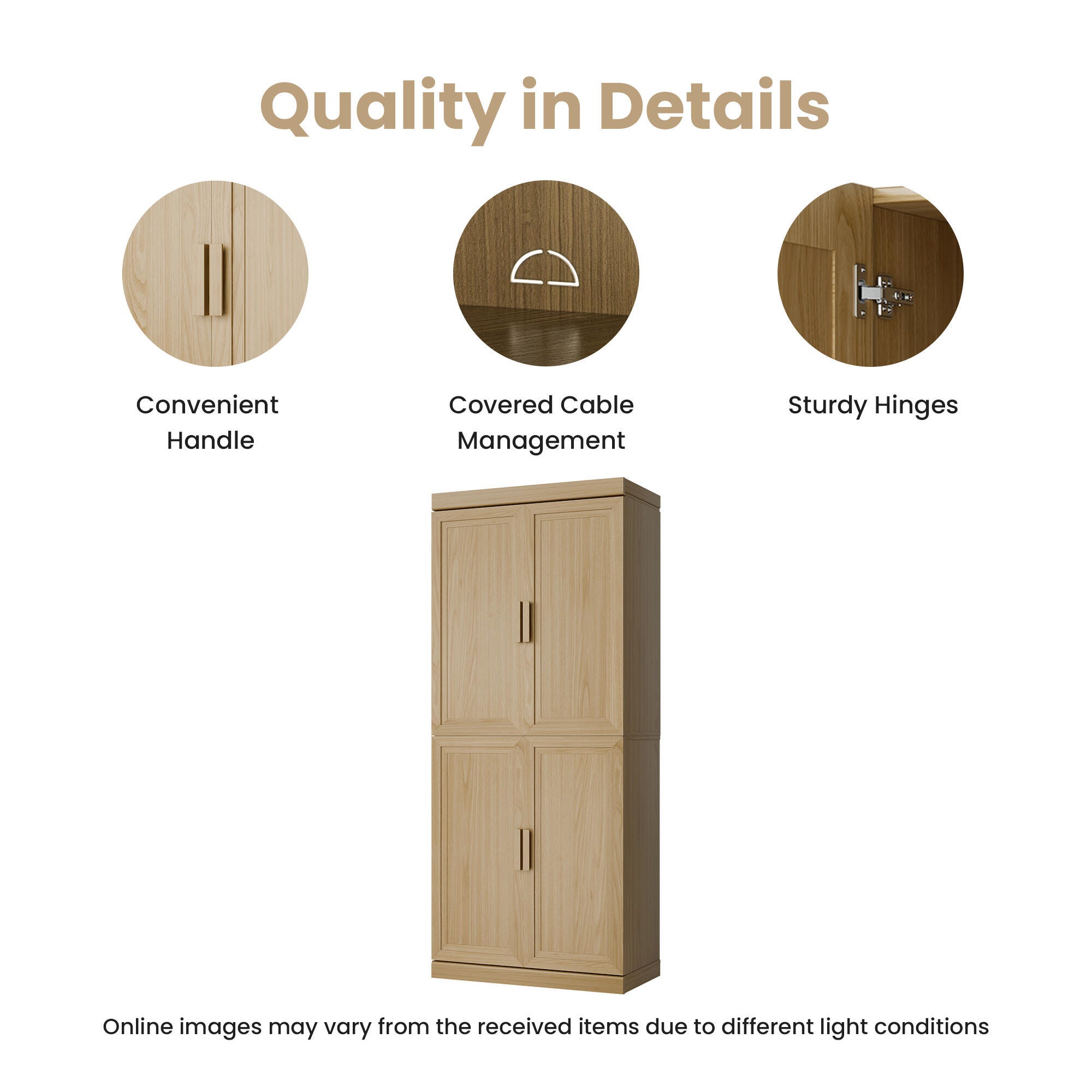 Dovelina Liora Durable 31" Accent Cabinet, Natural, large