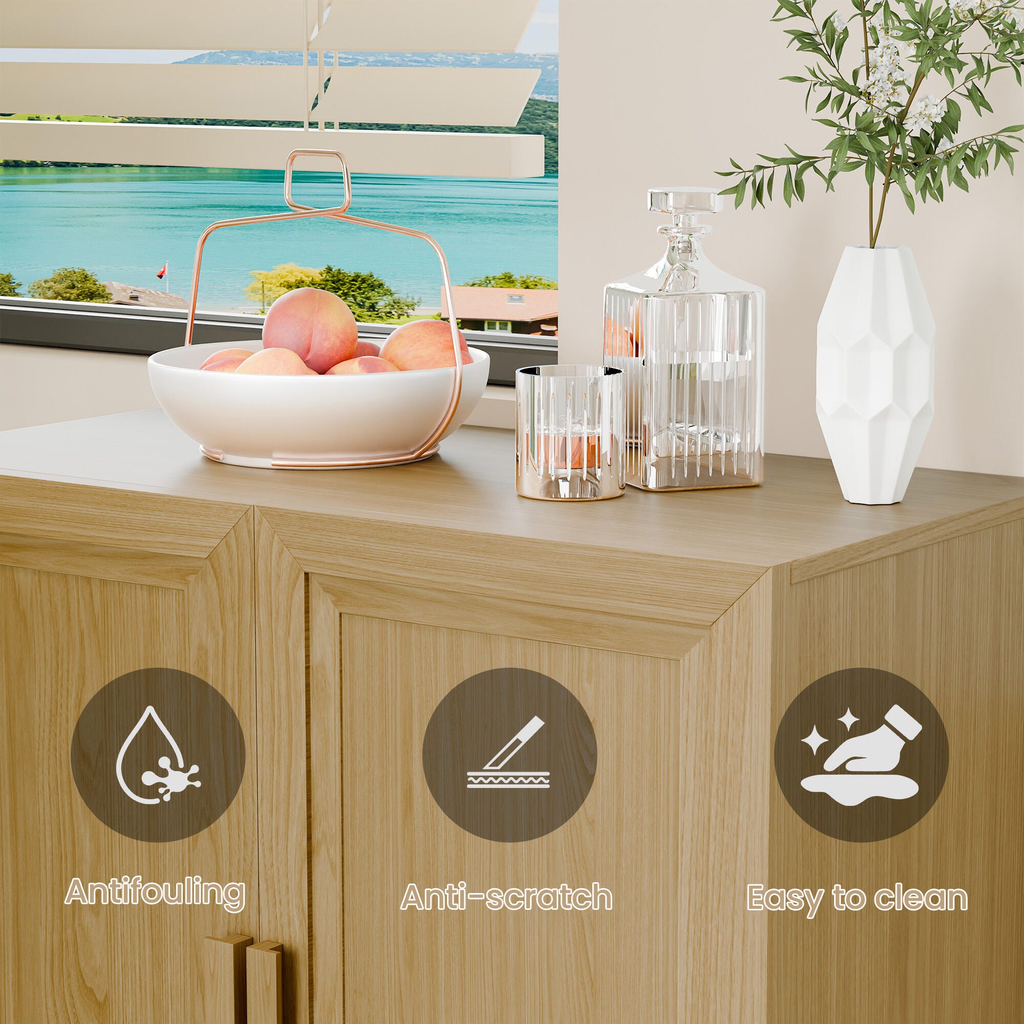Dovelina Liora Durable 31" Accent Cabinet, Natural, large