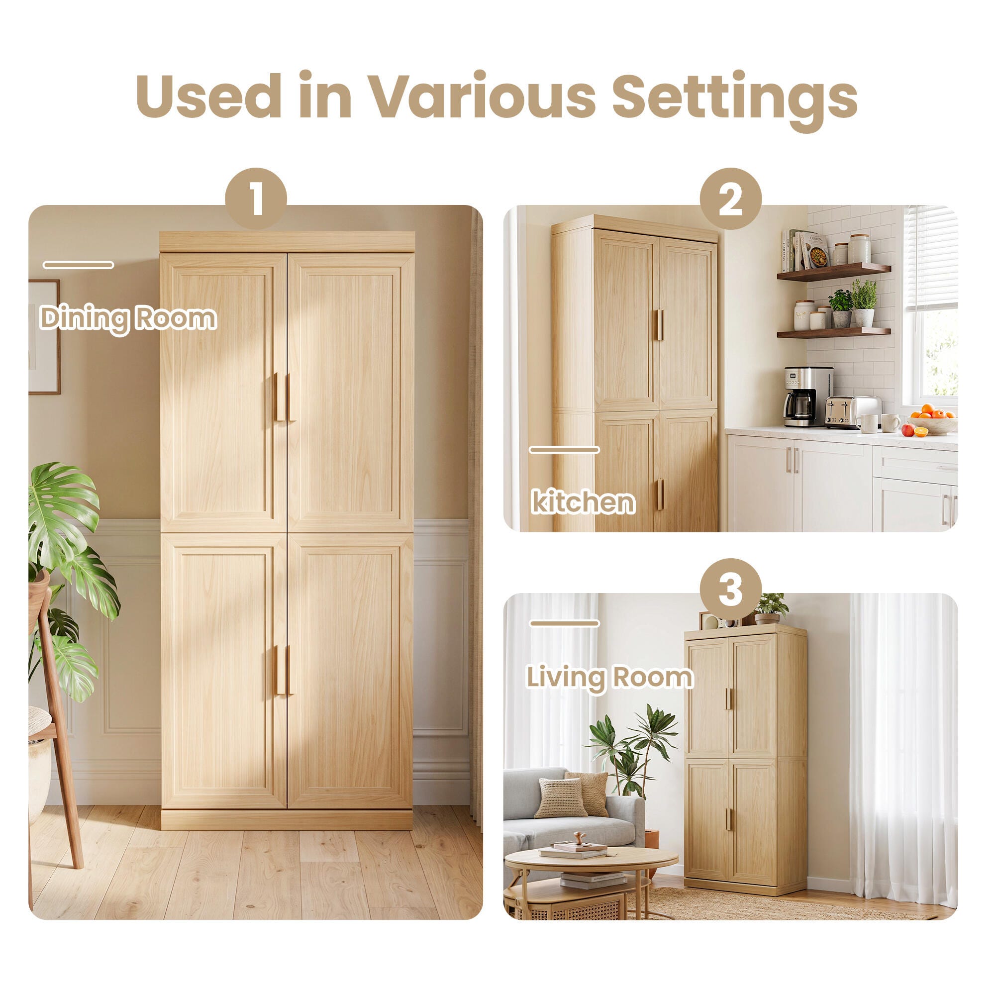 Dovelina Liora Durable 31" Accent Cabinet, Natural, large