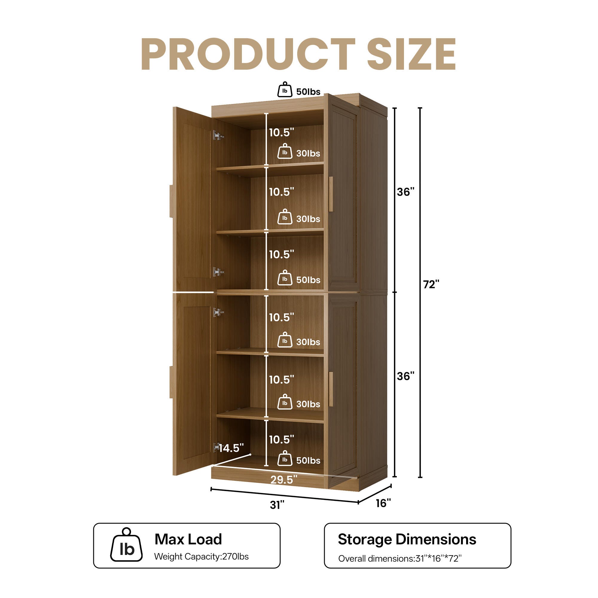 Dovelina Liora Durable 31" Accent Cabinet, Natural, large