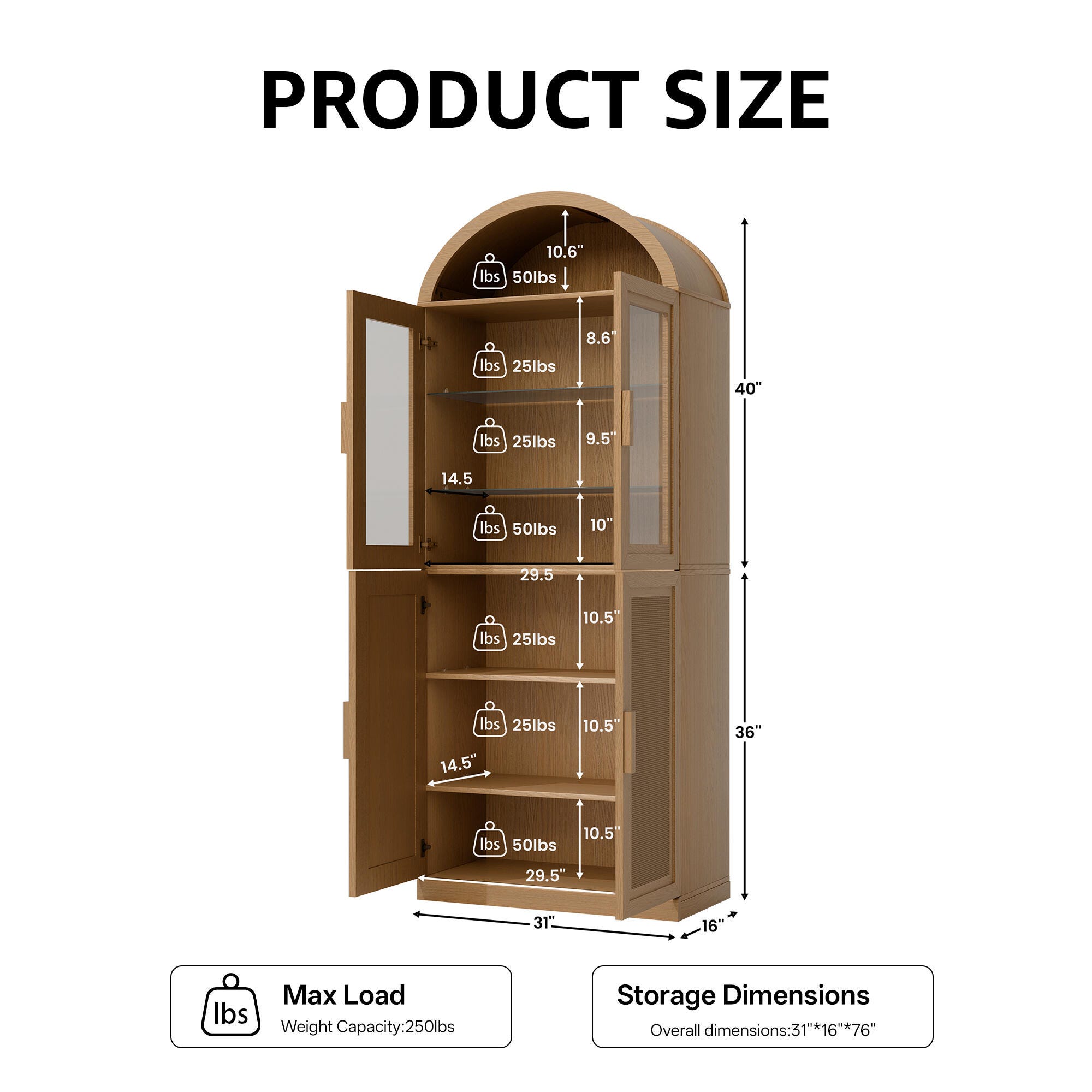 Dovelina Liora Elegant 31" Accent Cabinet, Natural, large