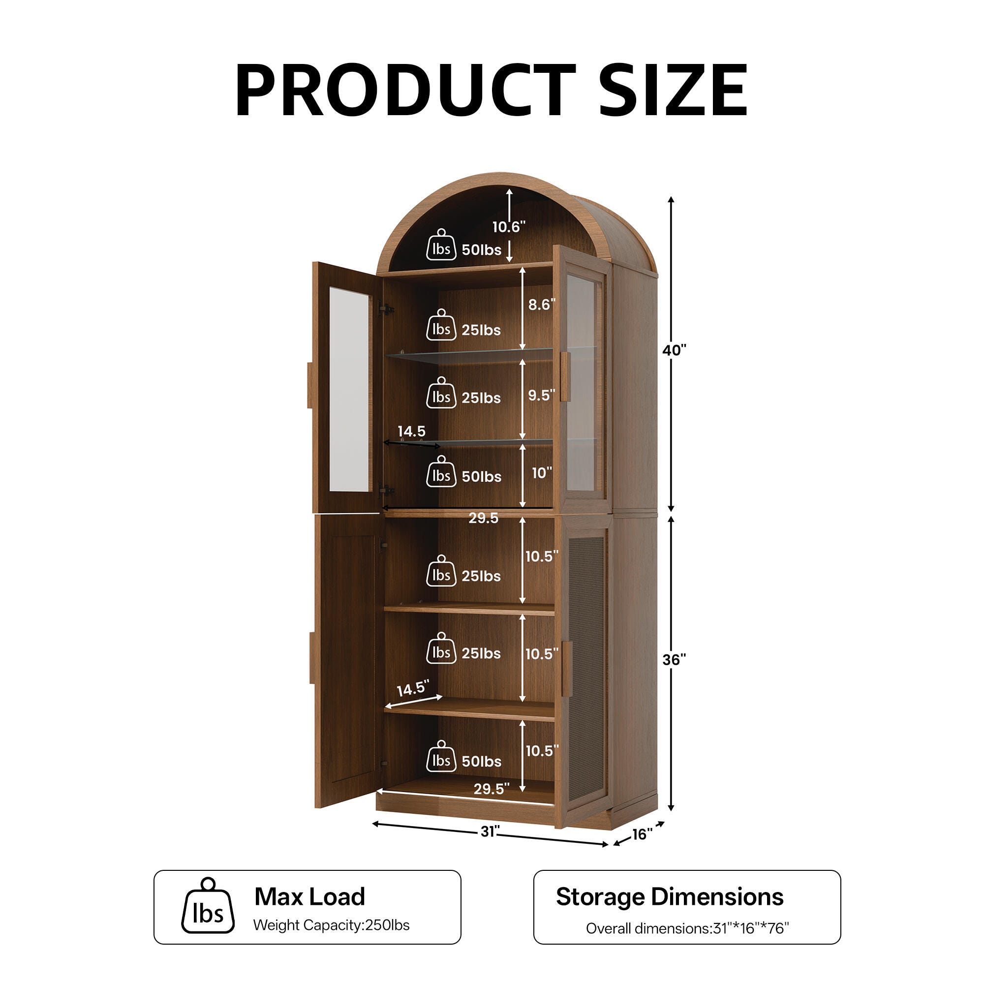 Dovelina Liora Elegant 31" Accent Cabinet, Walnut, large