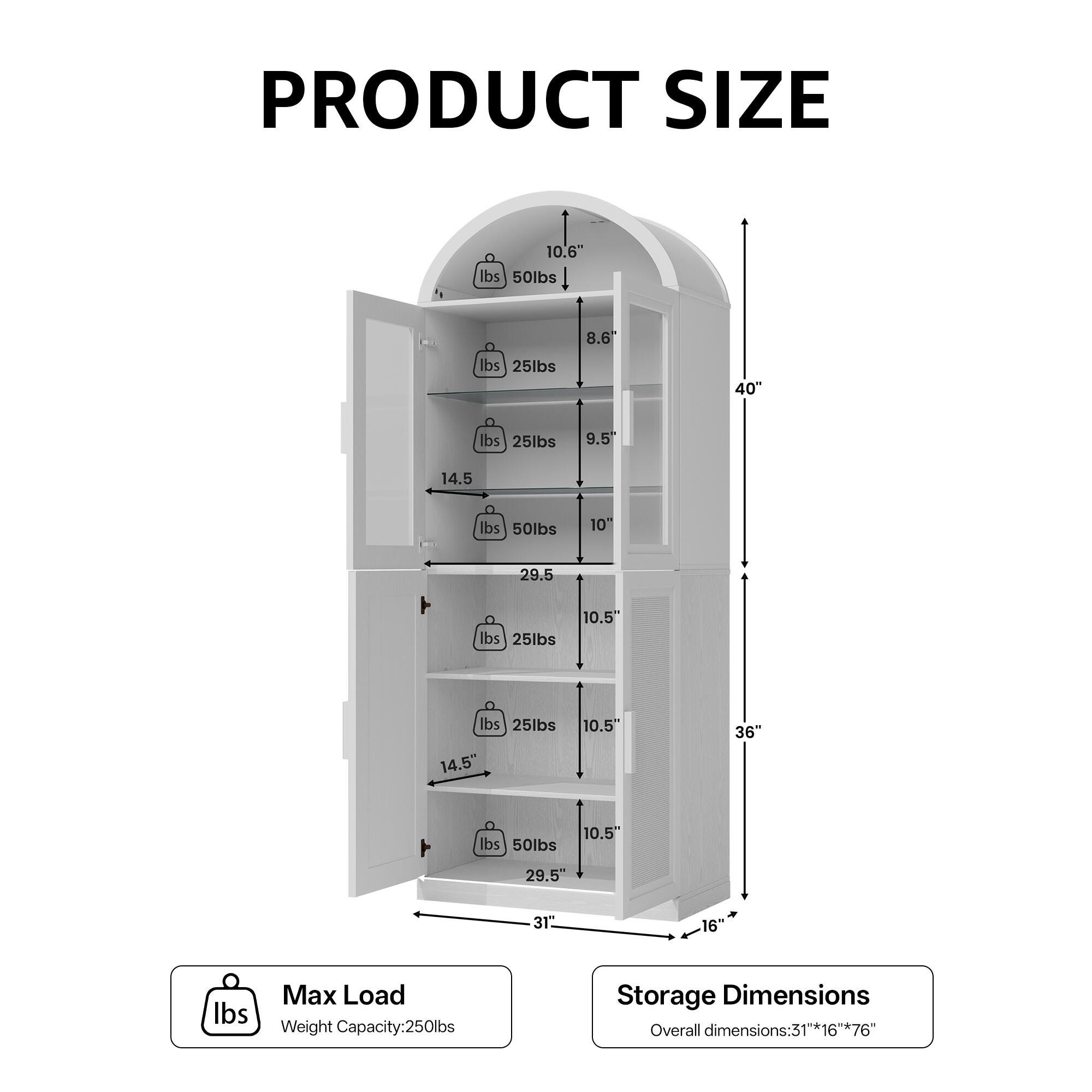 Dovelina Liora Elegant 31" Accent Cabinet, White, large