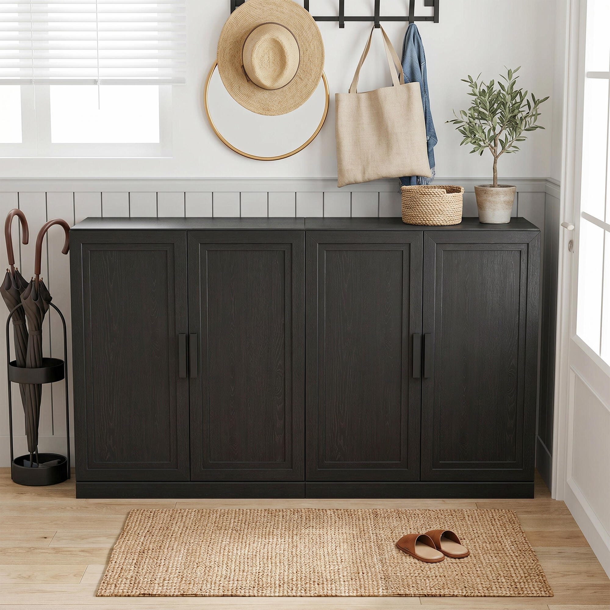 Dovelina Liora Solid 62" Accent Cabinet, Black, rollover