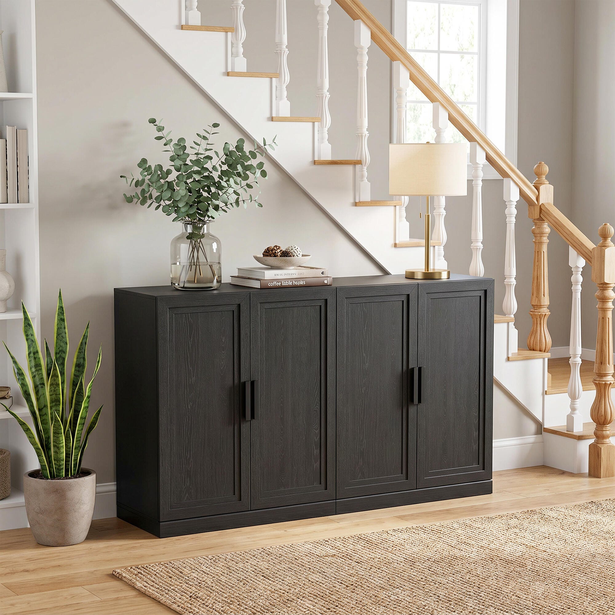 Dovelina Liora Solid 62" Accent Cabinet, Black, large