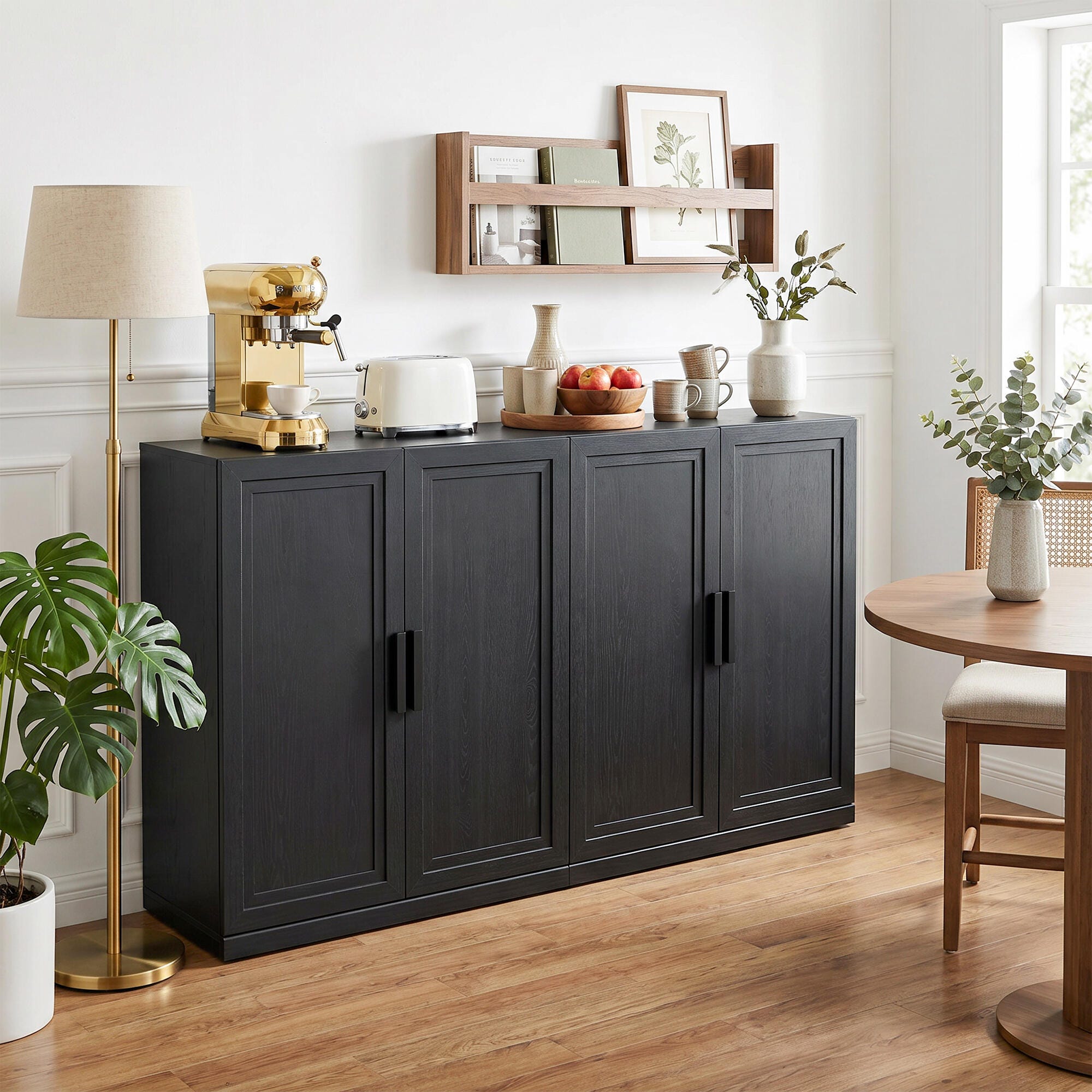 Dovelina Liora Solid 62" Accent Cabinet, Black, large