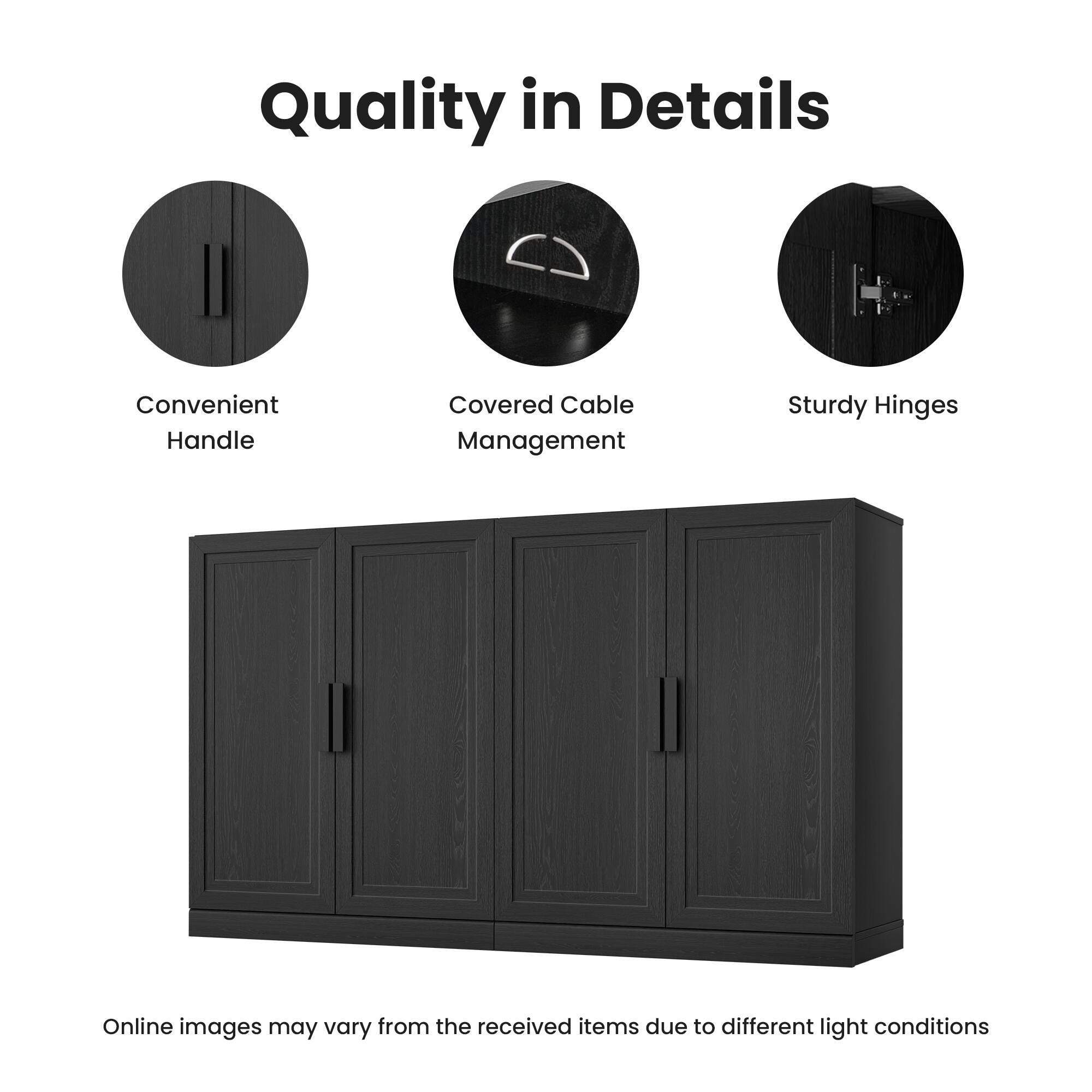 Dovelina Liora Solid 62" Accent Cabinet, Black, large