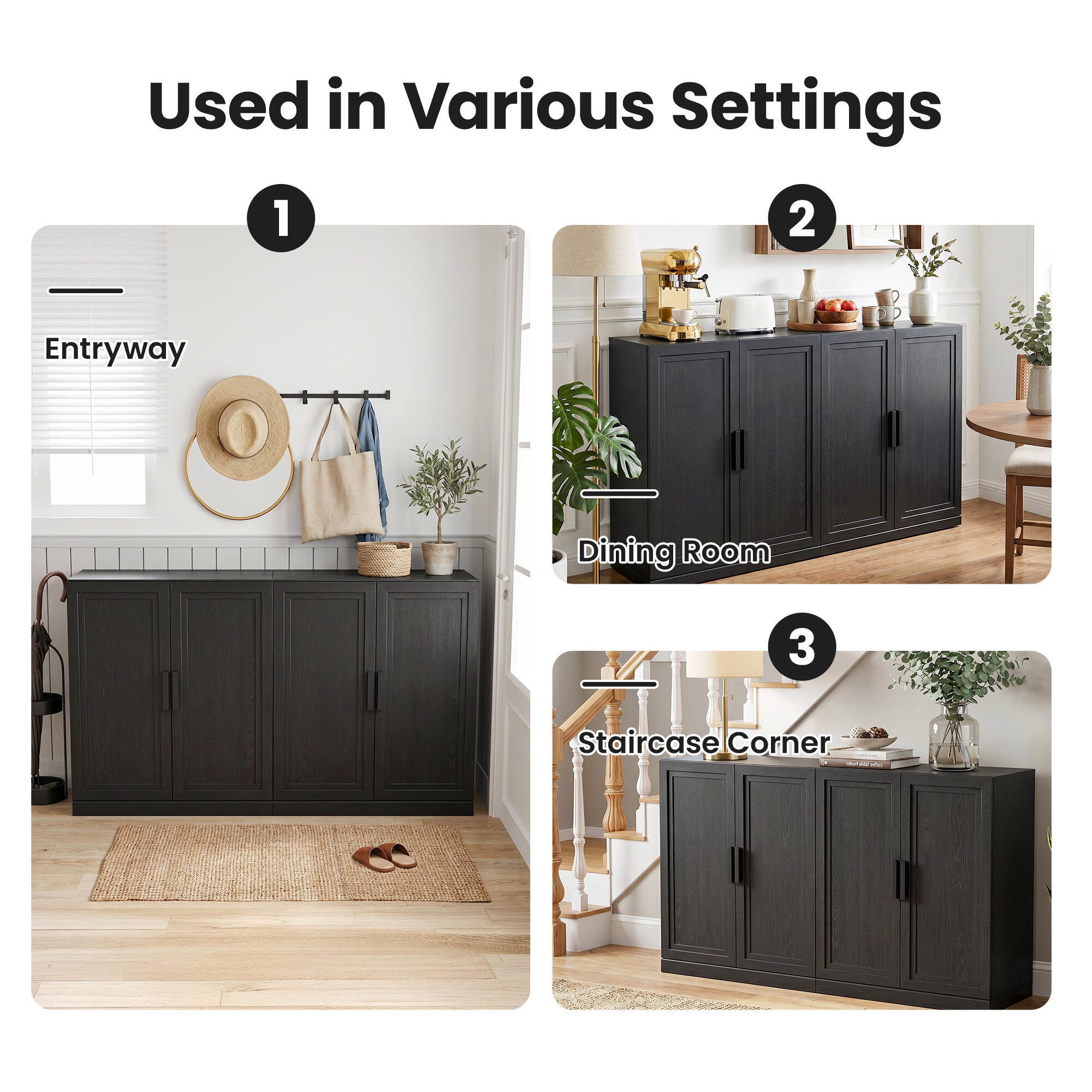 Dovelina Liora Solid 62" Accent Cabinet, Black, large