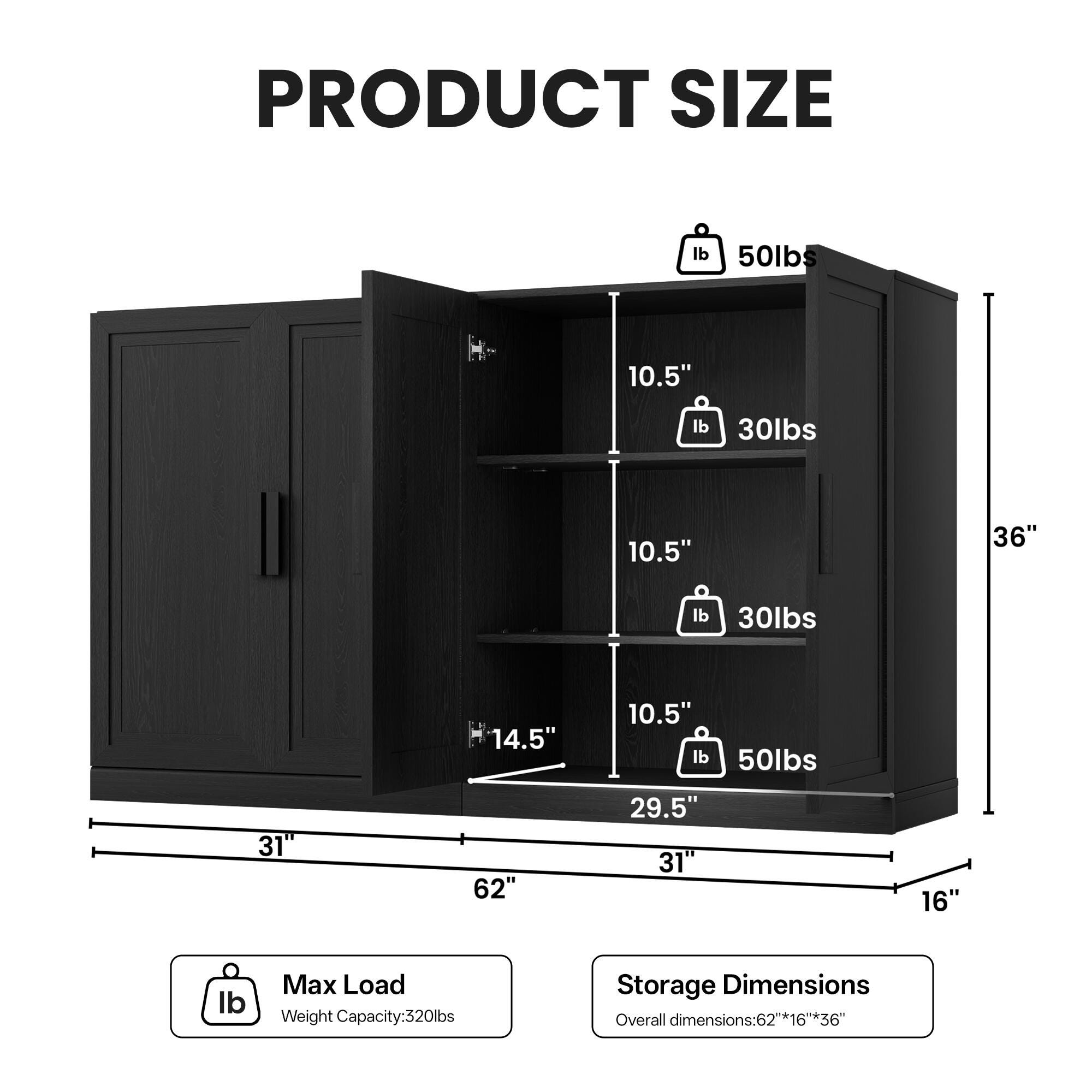 Dovelina Liora Solid 62" Accent Cabinet, Black, large