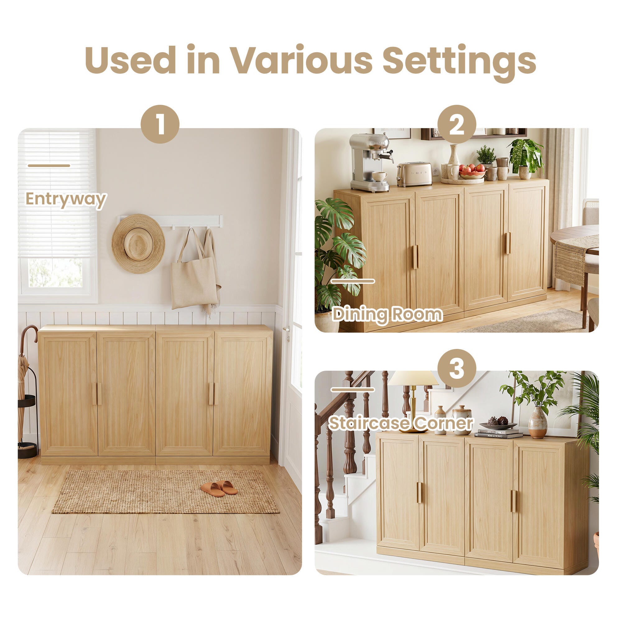 Dovelina Liora Solid 62" Accent Cabinet, Natural, large