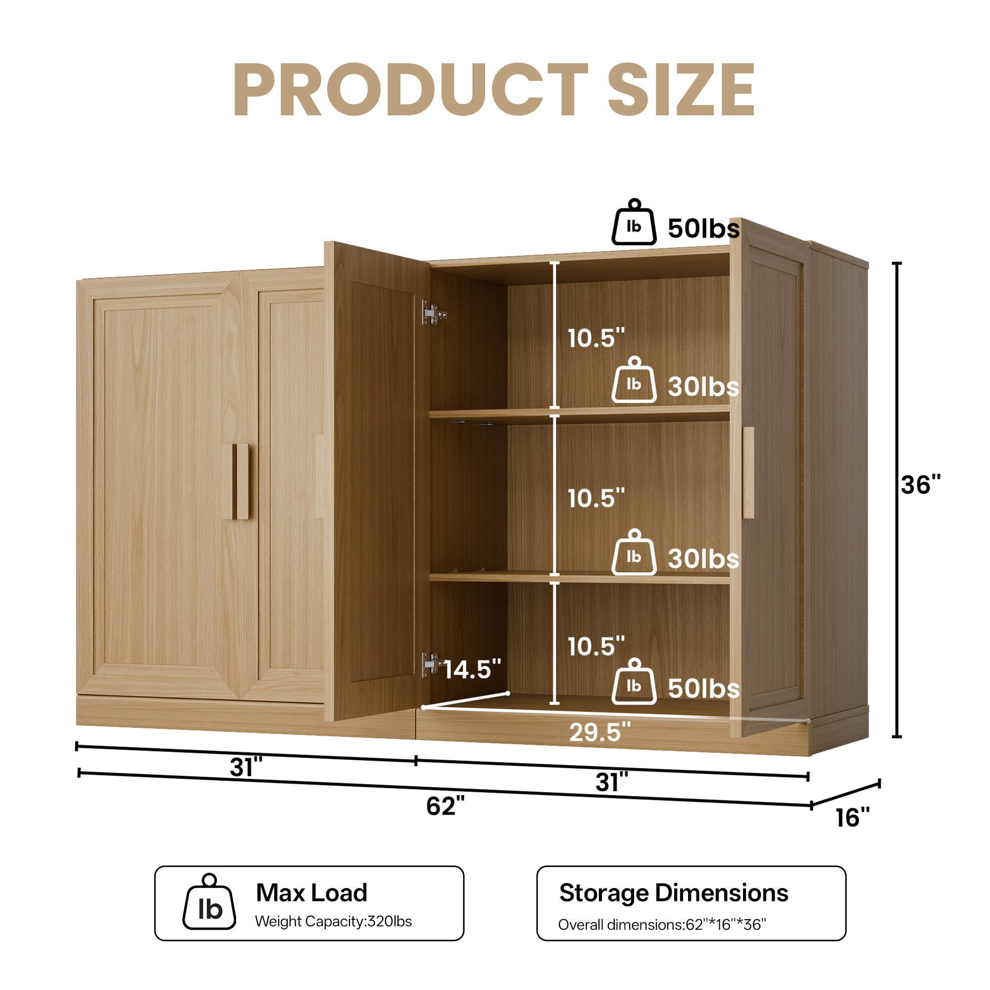 Dovelina Liora Solid 62" Accent Cabinet, Natural, large