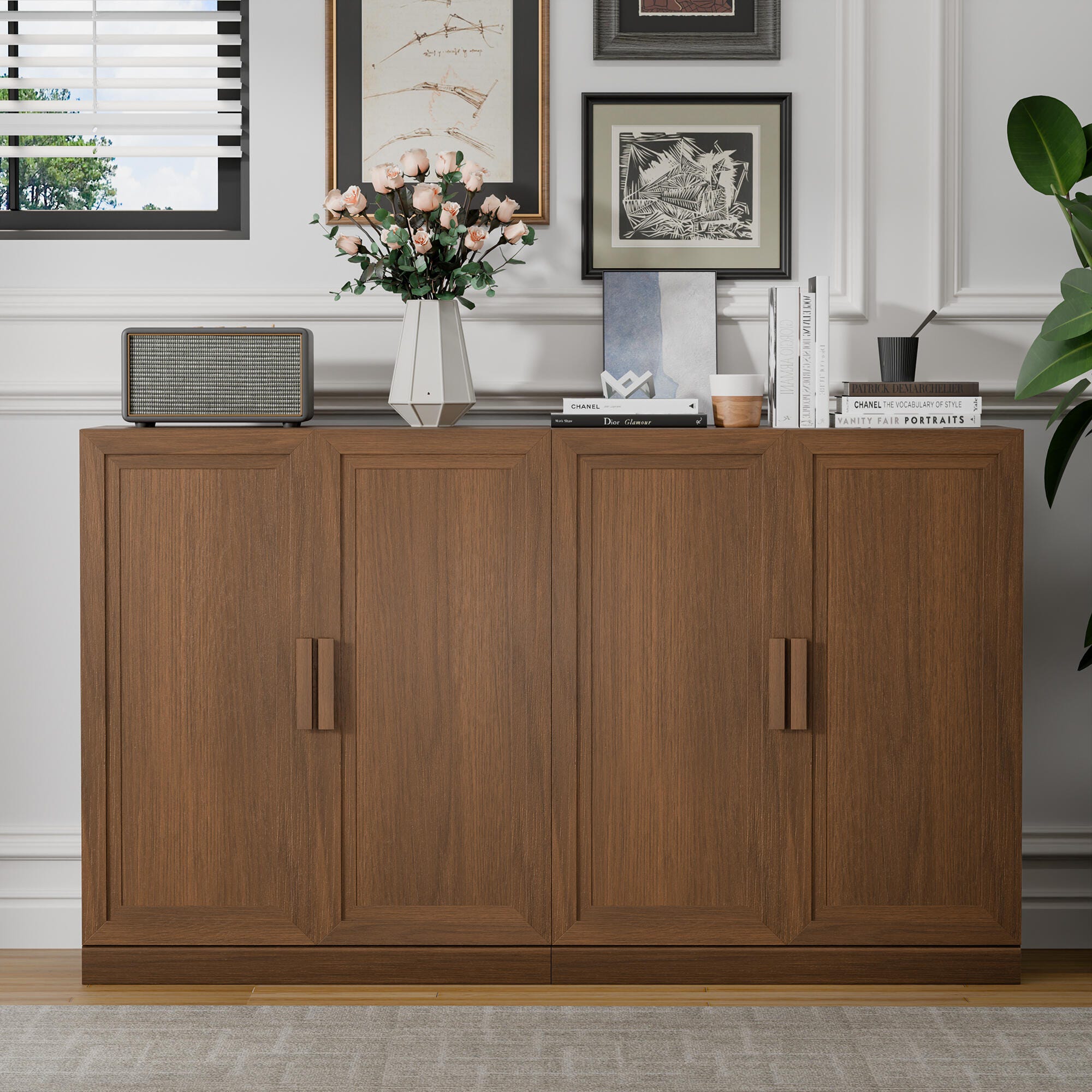 Dovelina Liora Solid 62" Accent Cabinet, Walnut