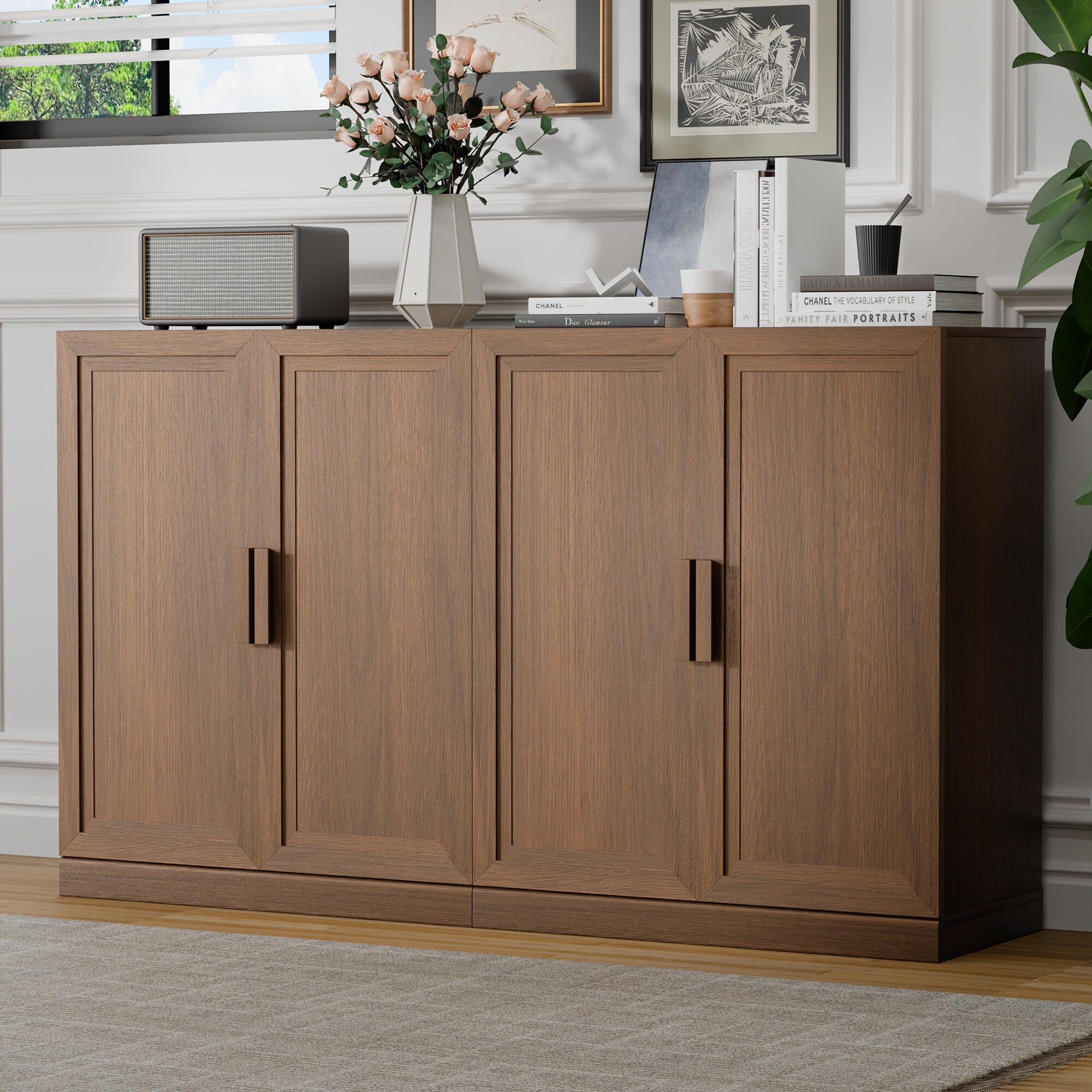 Dovelina Liora Solid 62" Accent Cabinet, Walnut, large