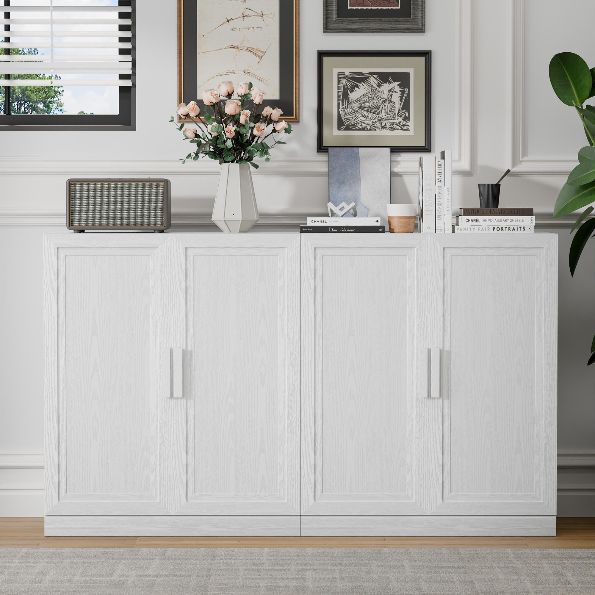 Dovelina Liora Solid 62" Accent Cabinet, White, large