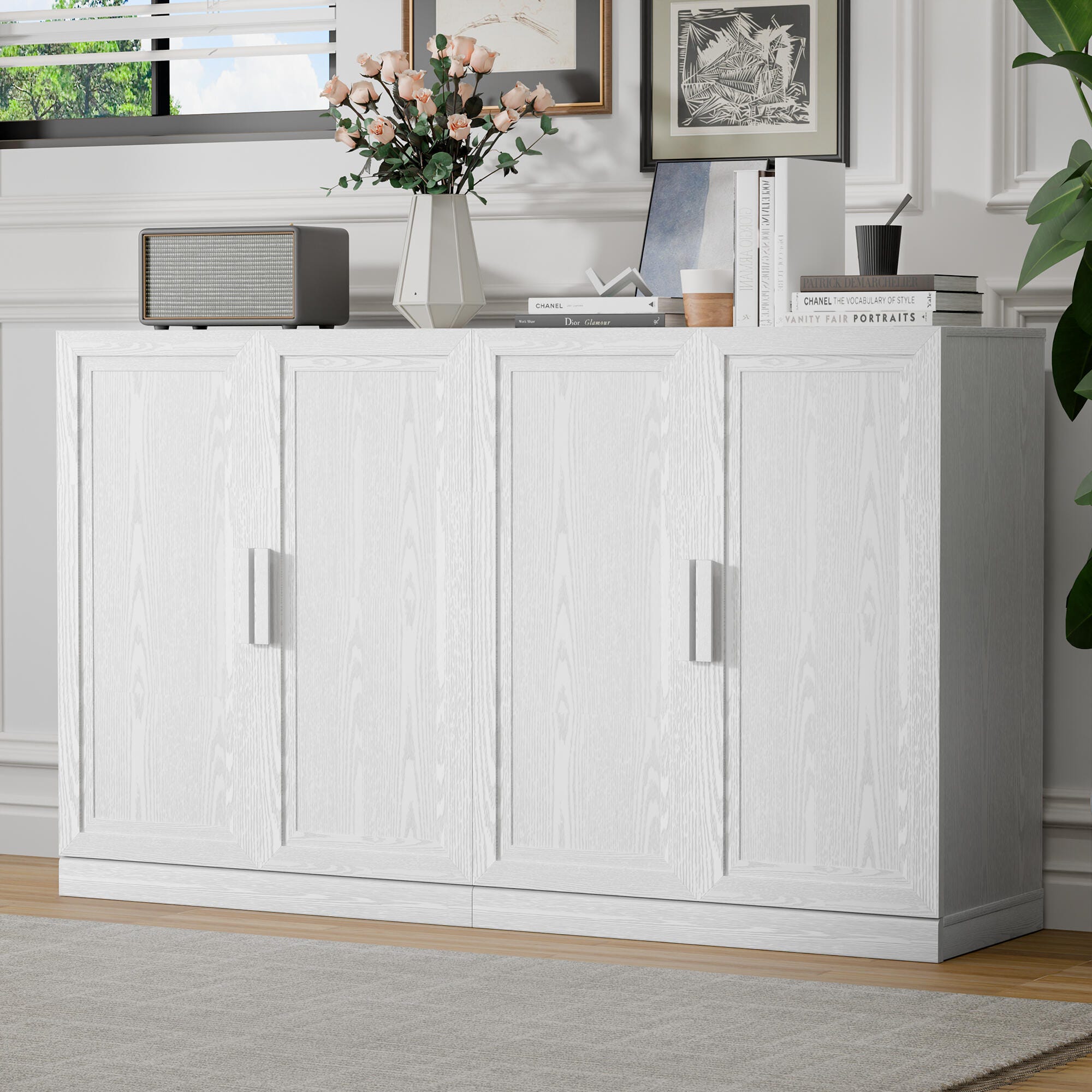 Dovelina Liora Solid 62" Accent Cabinet, White, large