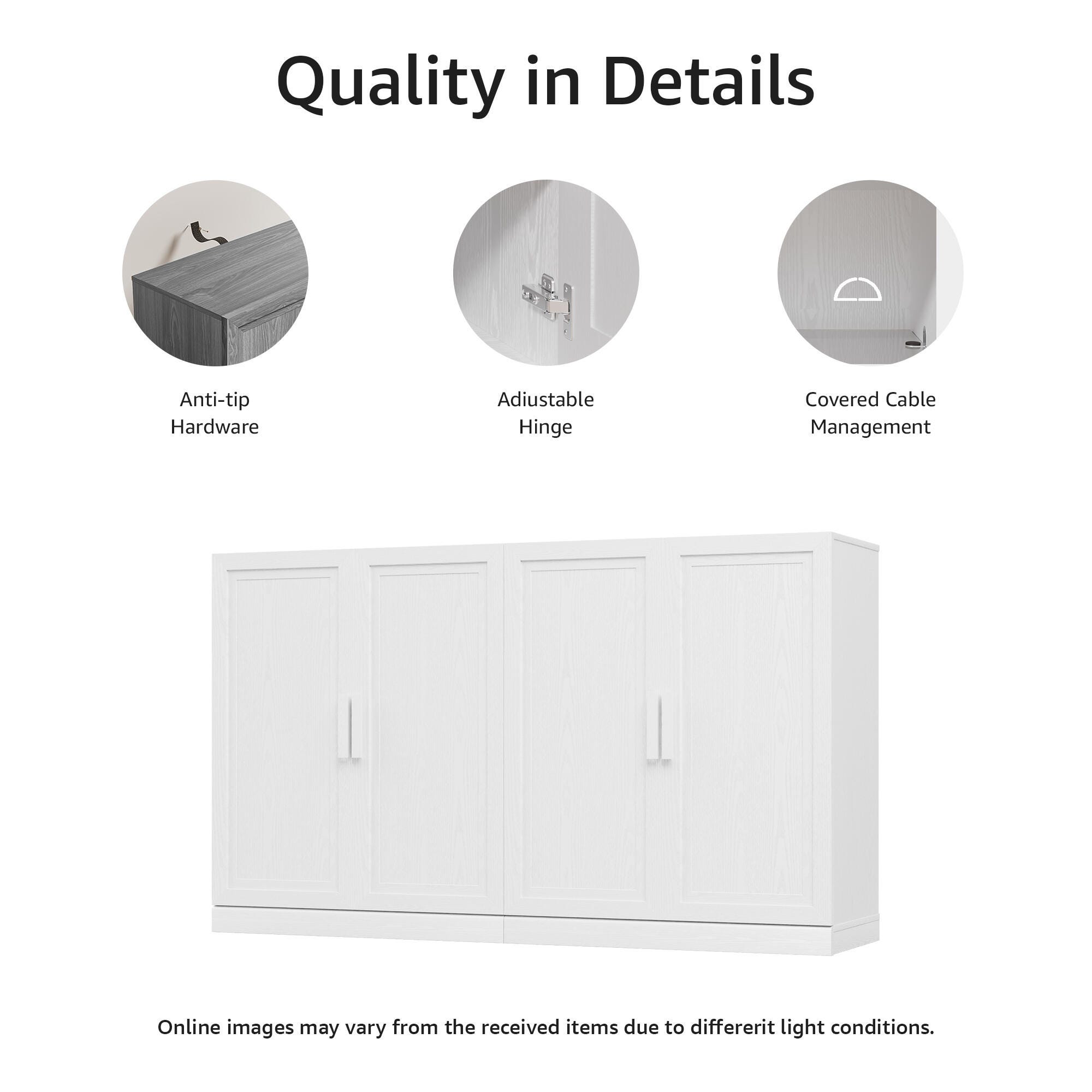 Dovelina Liora Solid 62" Accent Cabinet, White, large