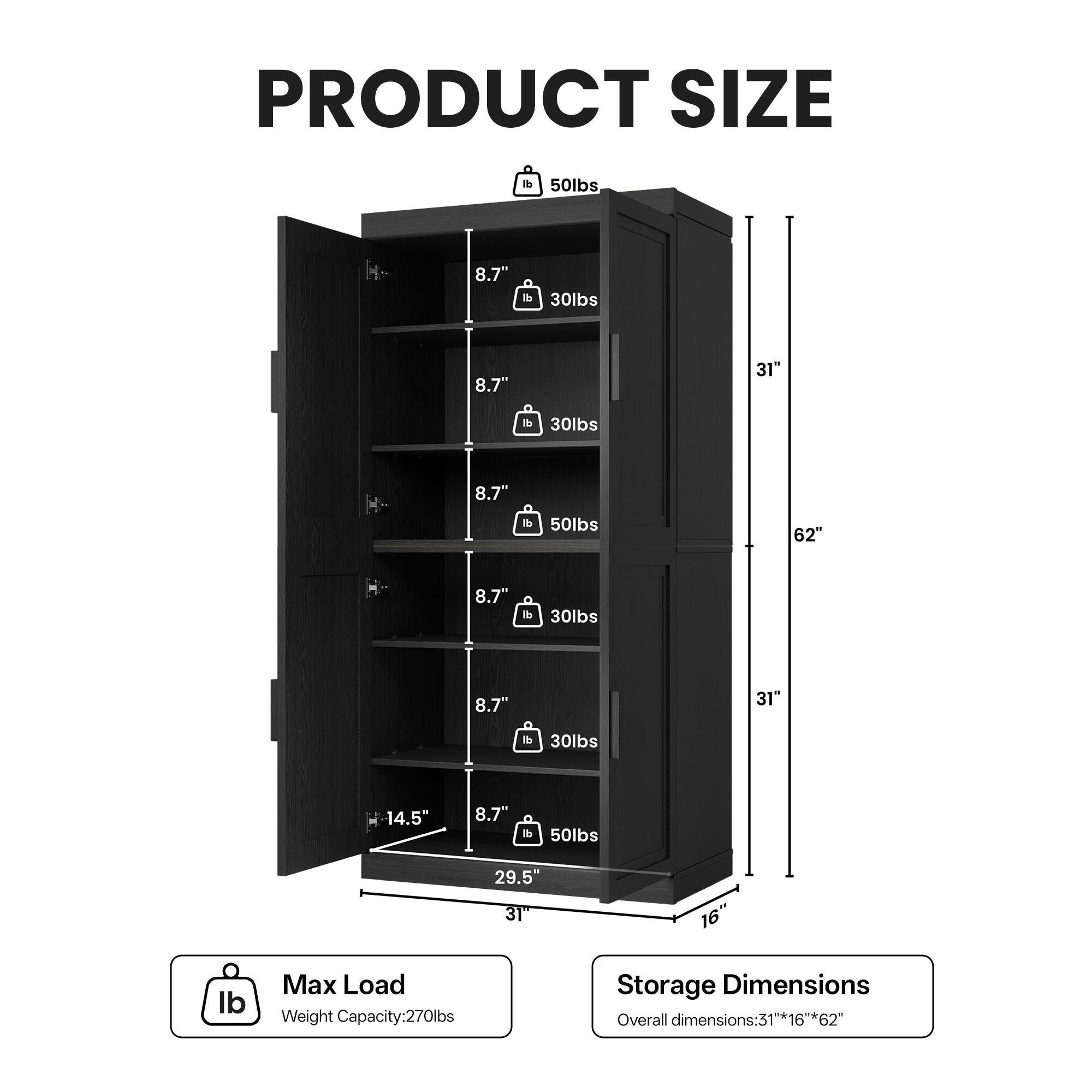 Dovelina Liora Versatile 31" Accent Cabinet, Black, large