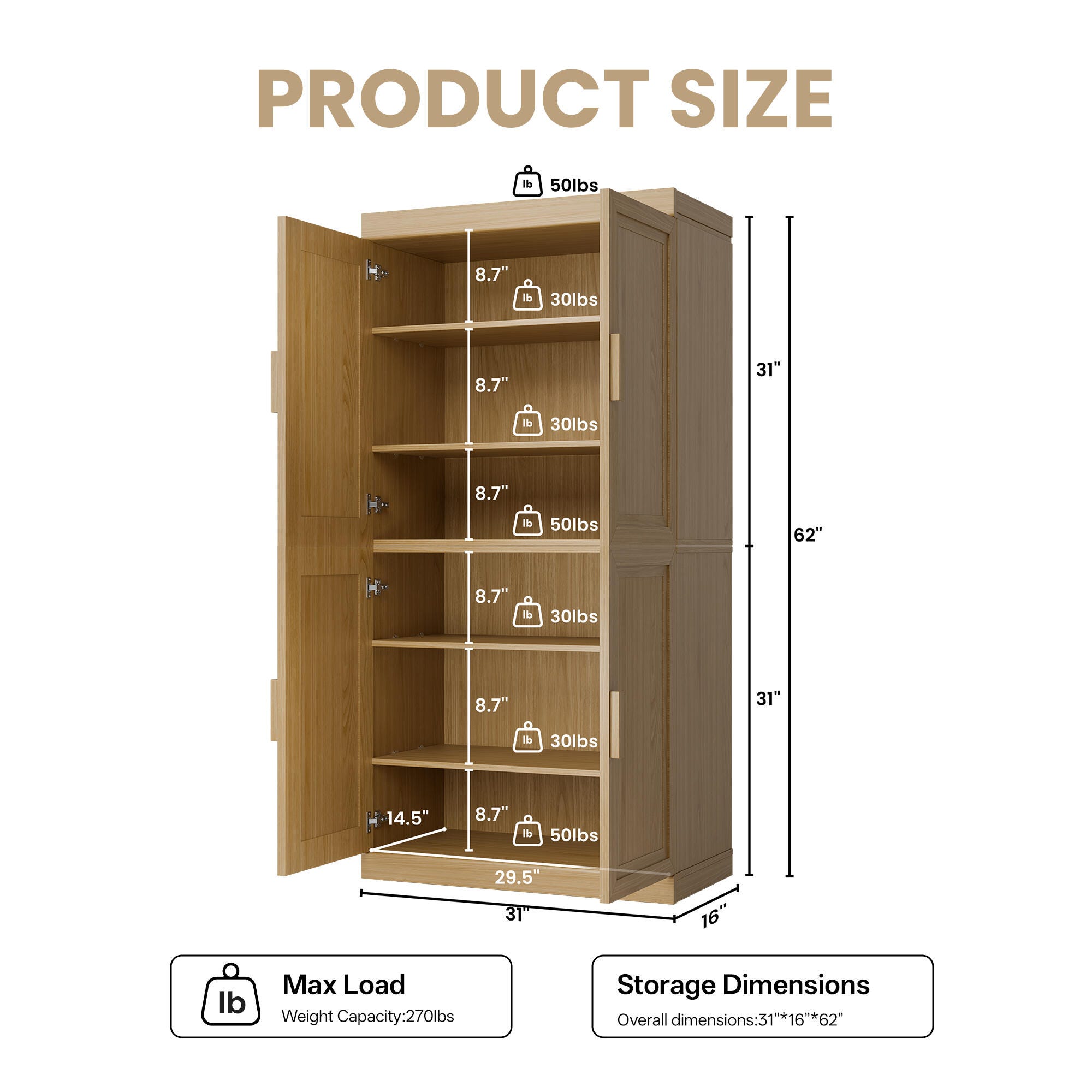Dovelina Liora Versatile 31" Accent Cabinet, Natural, large