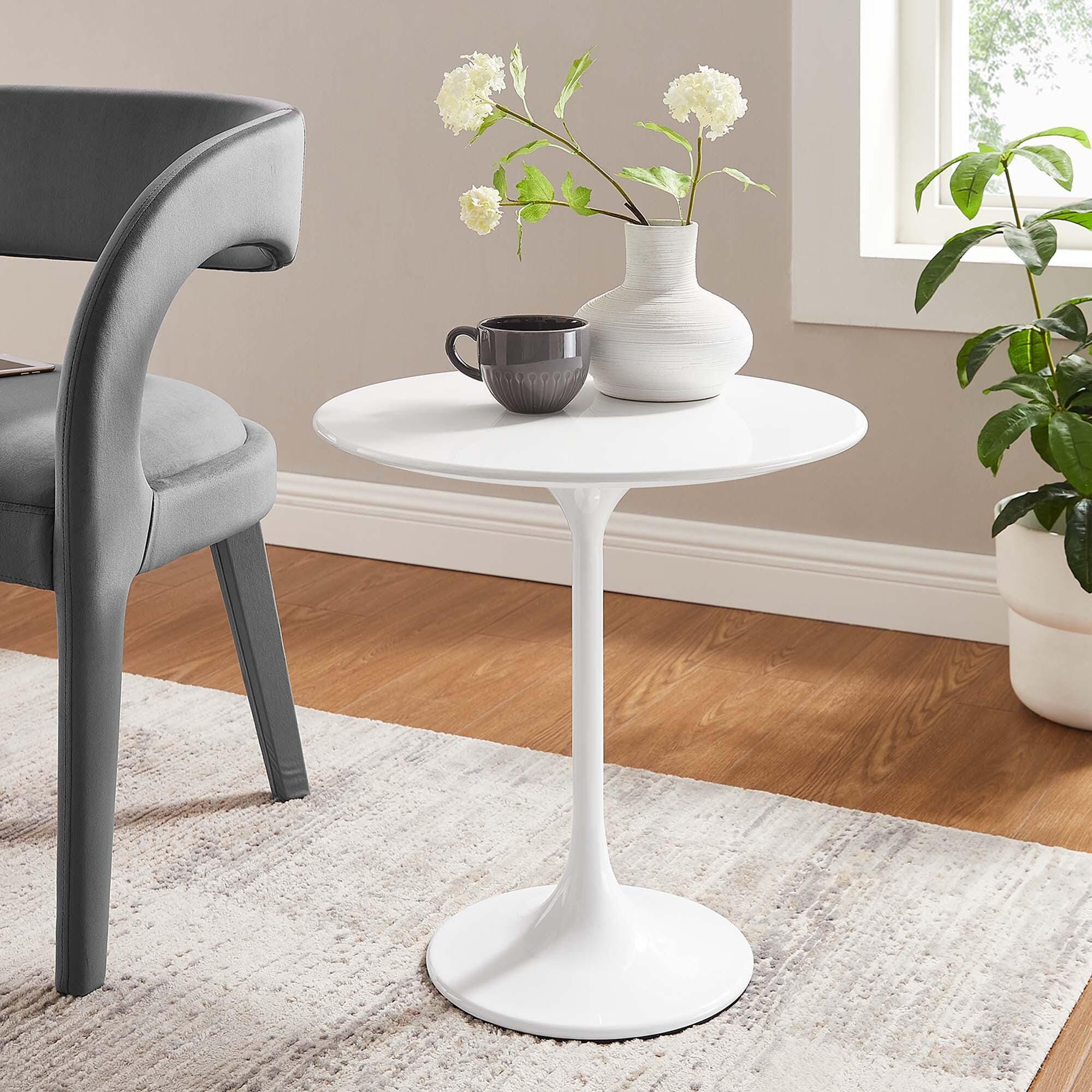 Modway Lippa Round Side Table, White, rollover