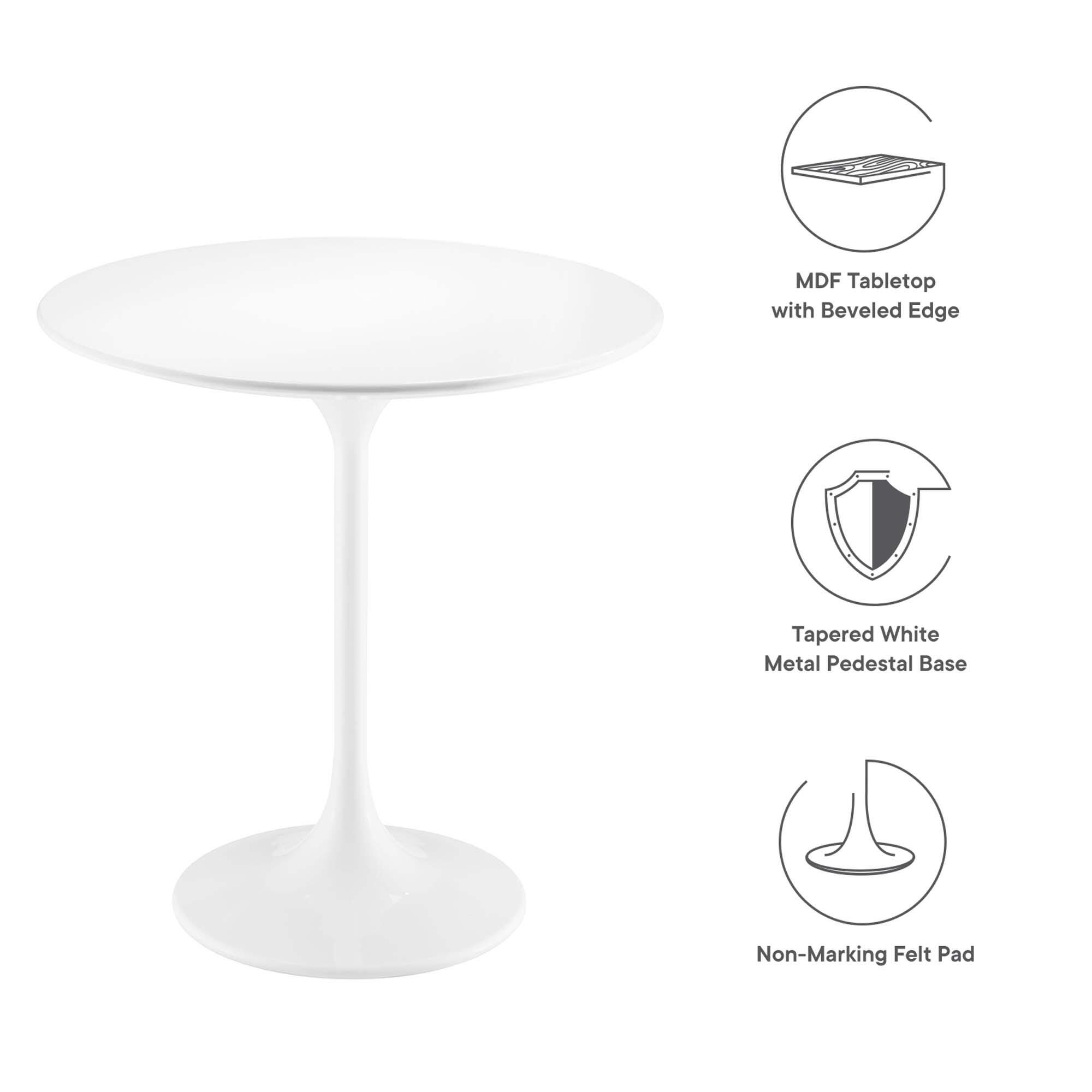 Modway Lippa Round Side Table, White, large