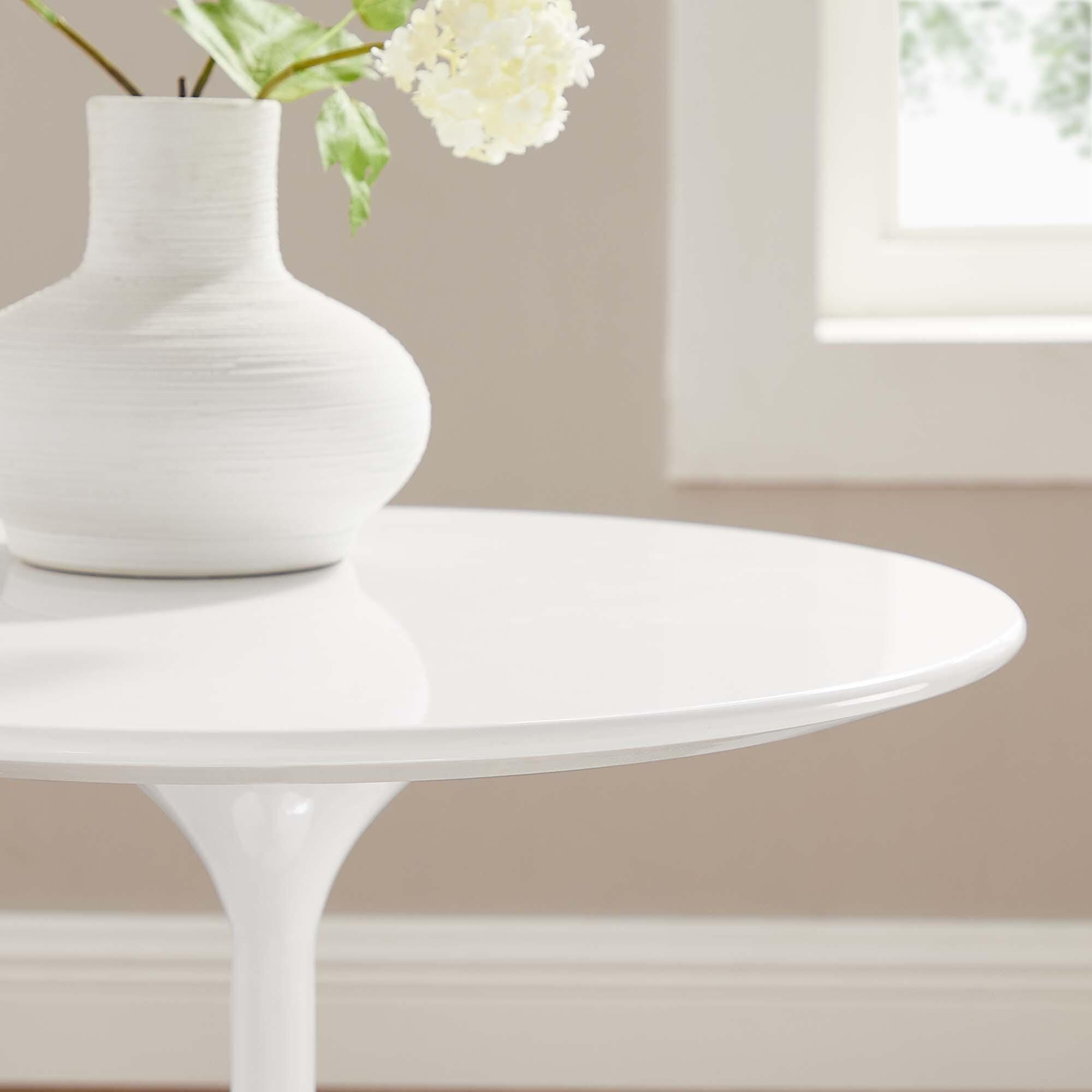 Modway Lippa Round Side Table, White, large