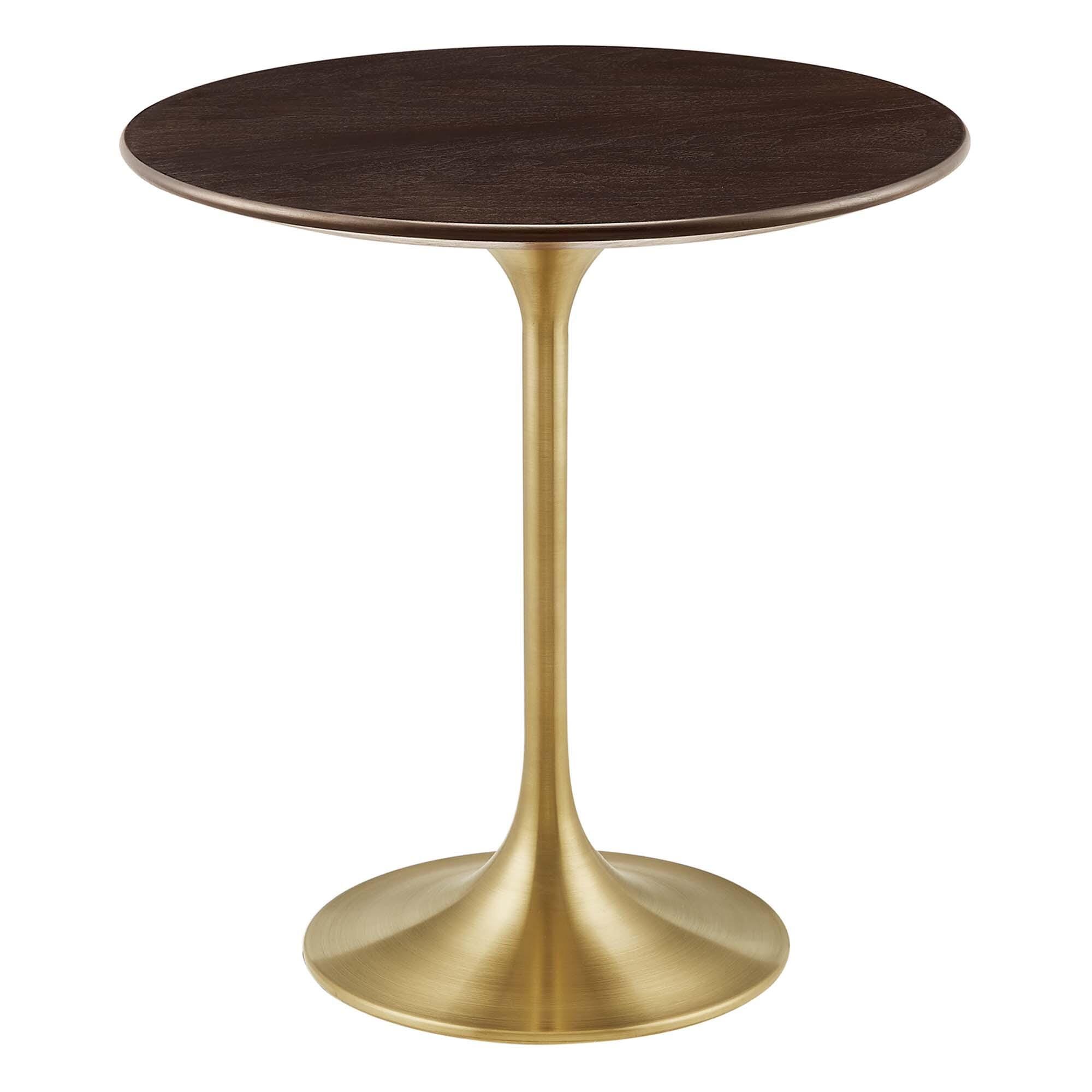 Modway Lippa Round Side Table, Gold/Cherry Walnut, large