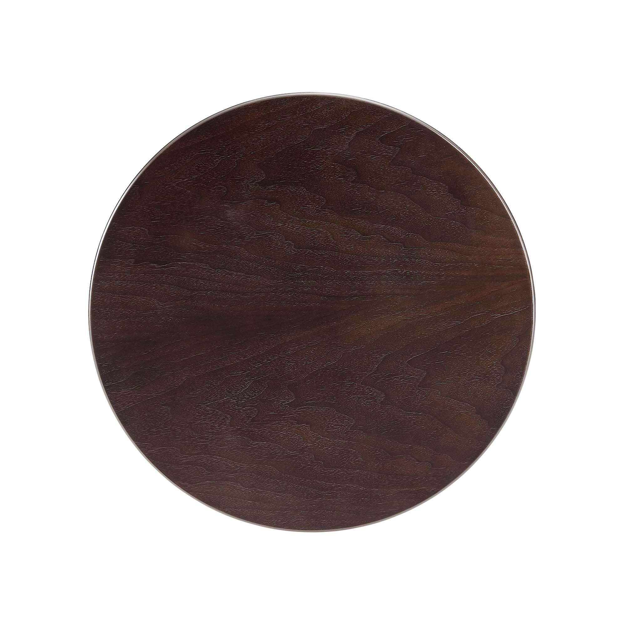 Modway Lippa Round Side Table, Gold/Cherry Walnut, large