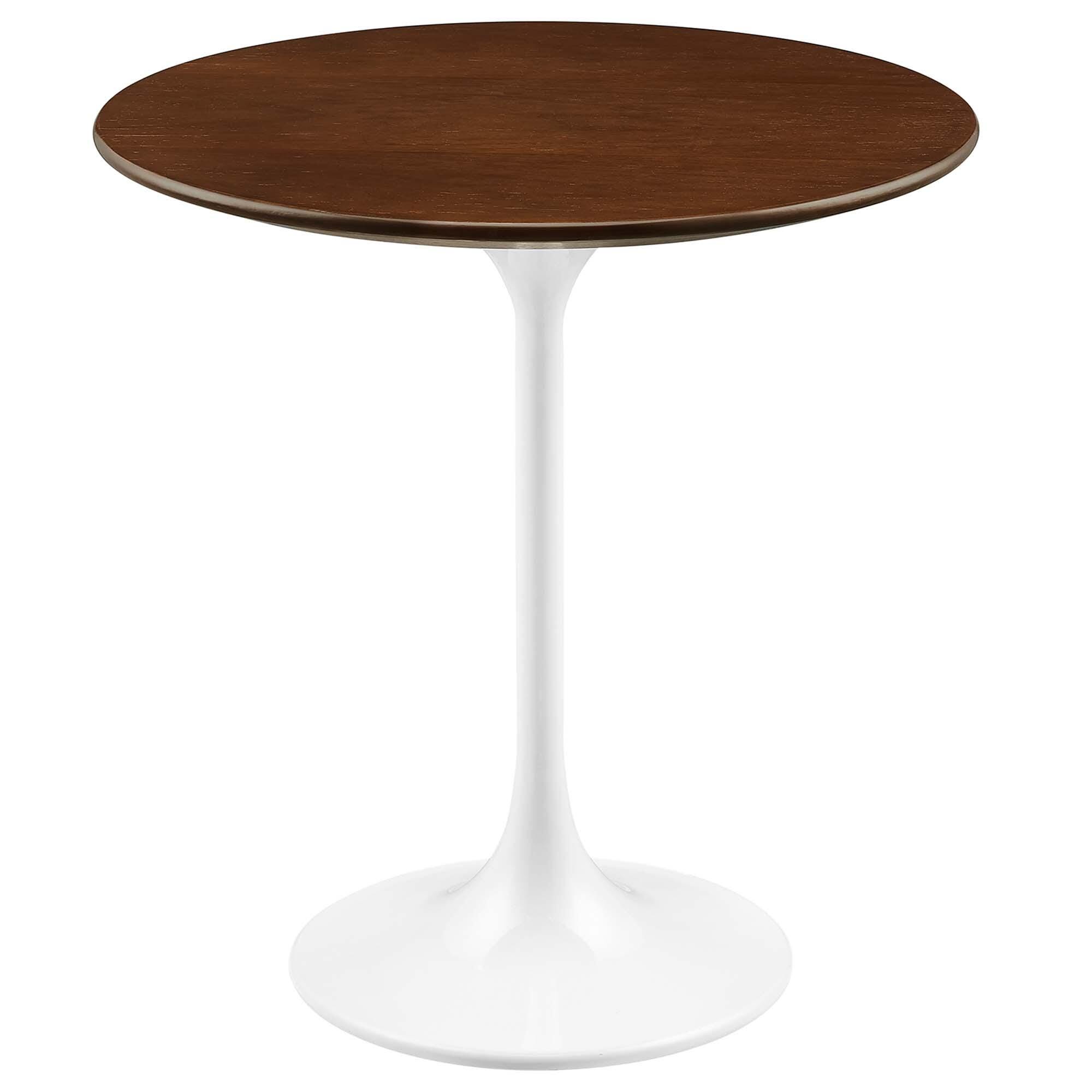 Modway Lippa Round Side Table, White/Walnut, large