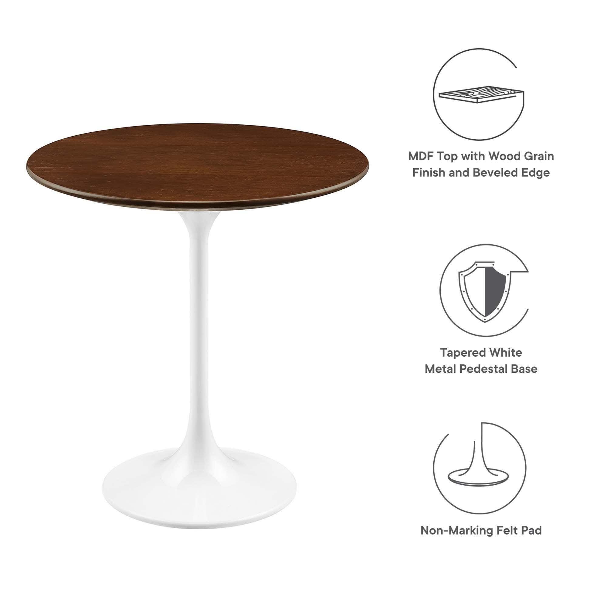 Modway Lippa Round Side Table, White/Walnut, large