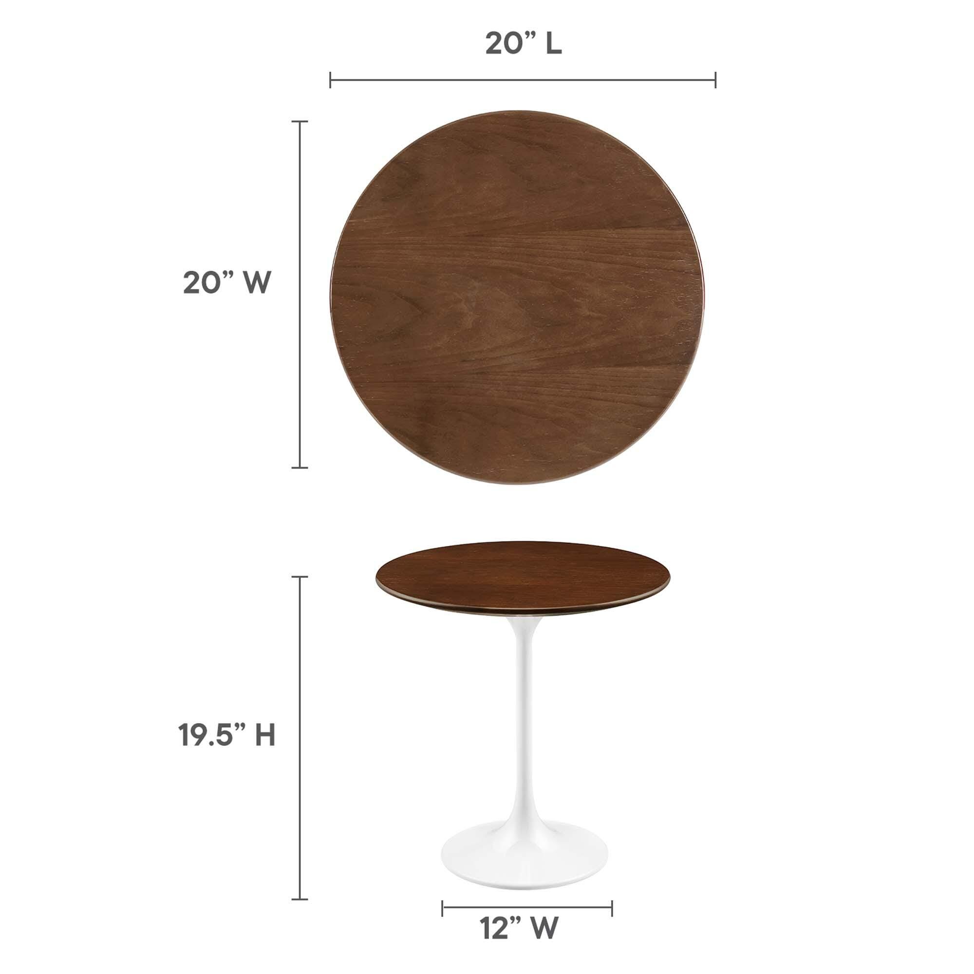 Modway Lippa Round Side Table, White/Walnut, large