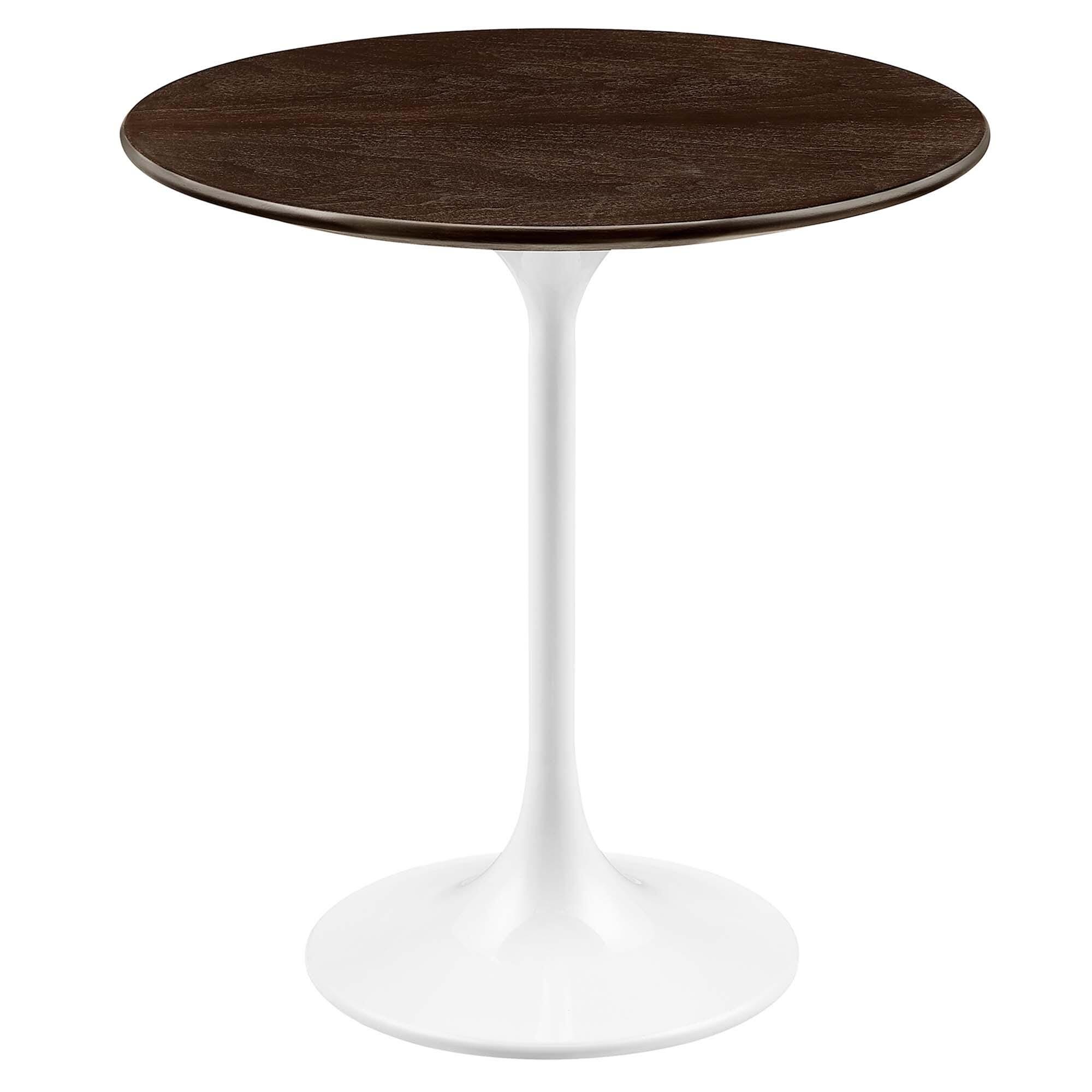 Modway Lippa Round Side Table, Dark Brown/White, large