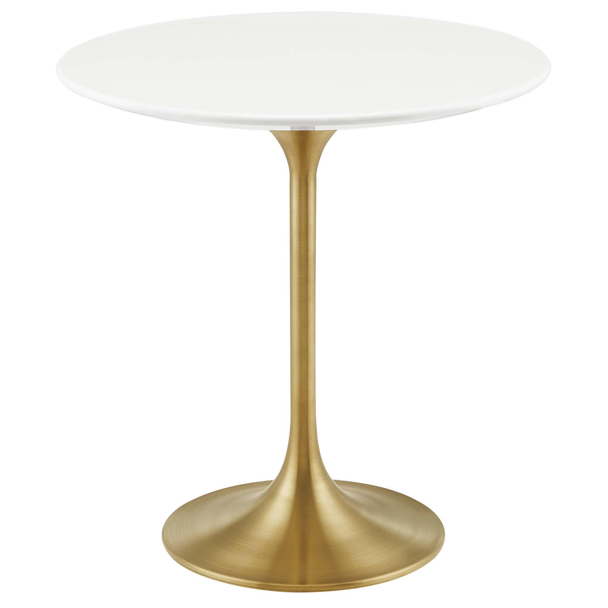 Modway Lippa Round Side Table, Gold/White, large