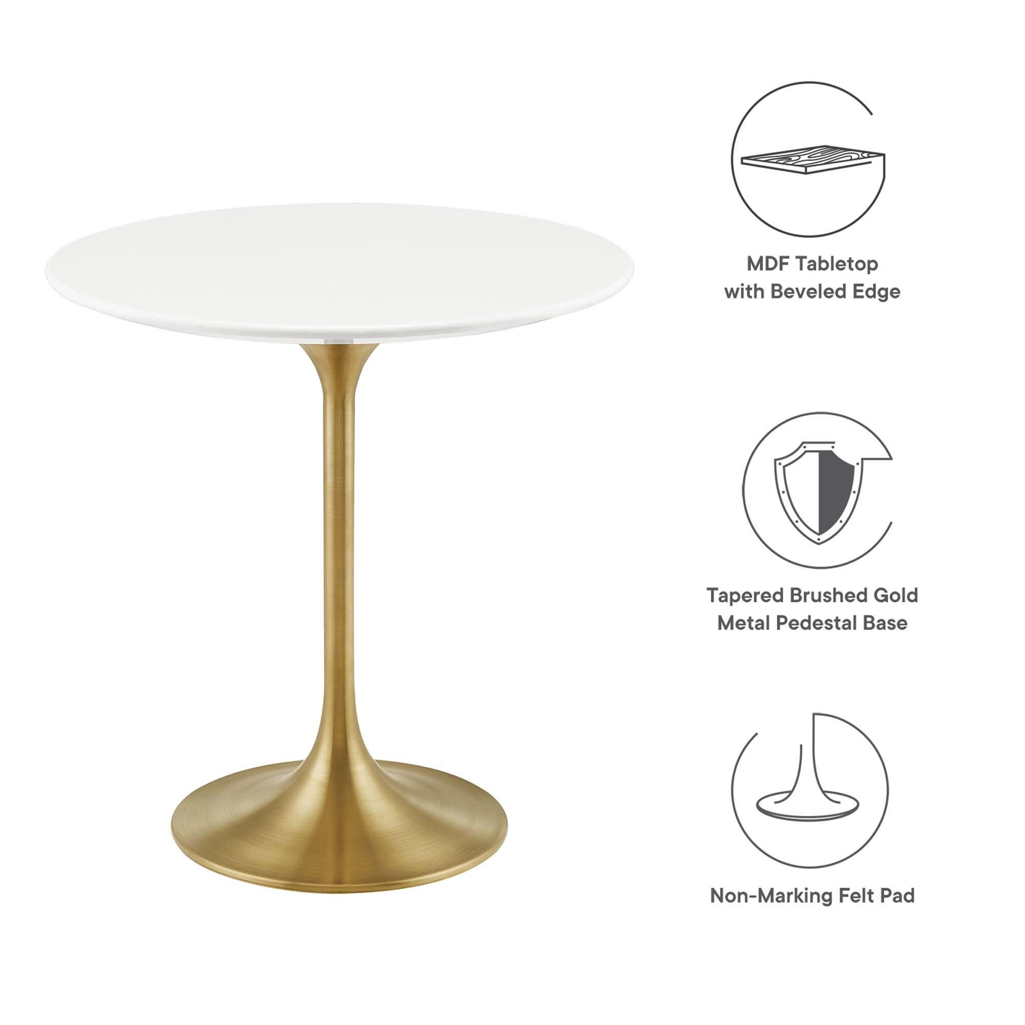 Modway Lippa Round Side Table, Gold/White, large