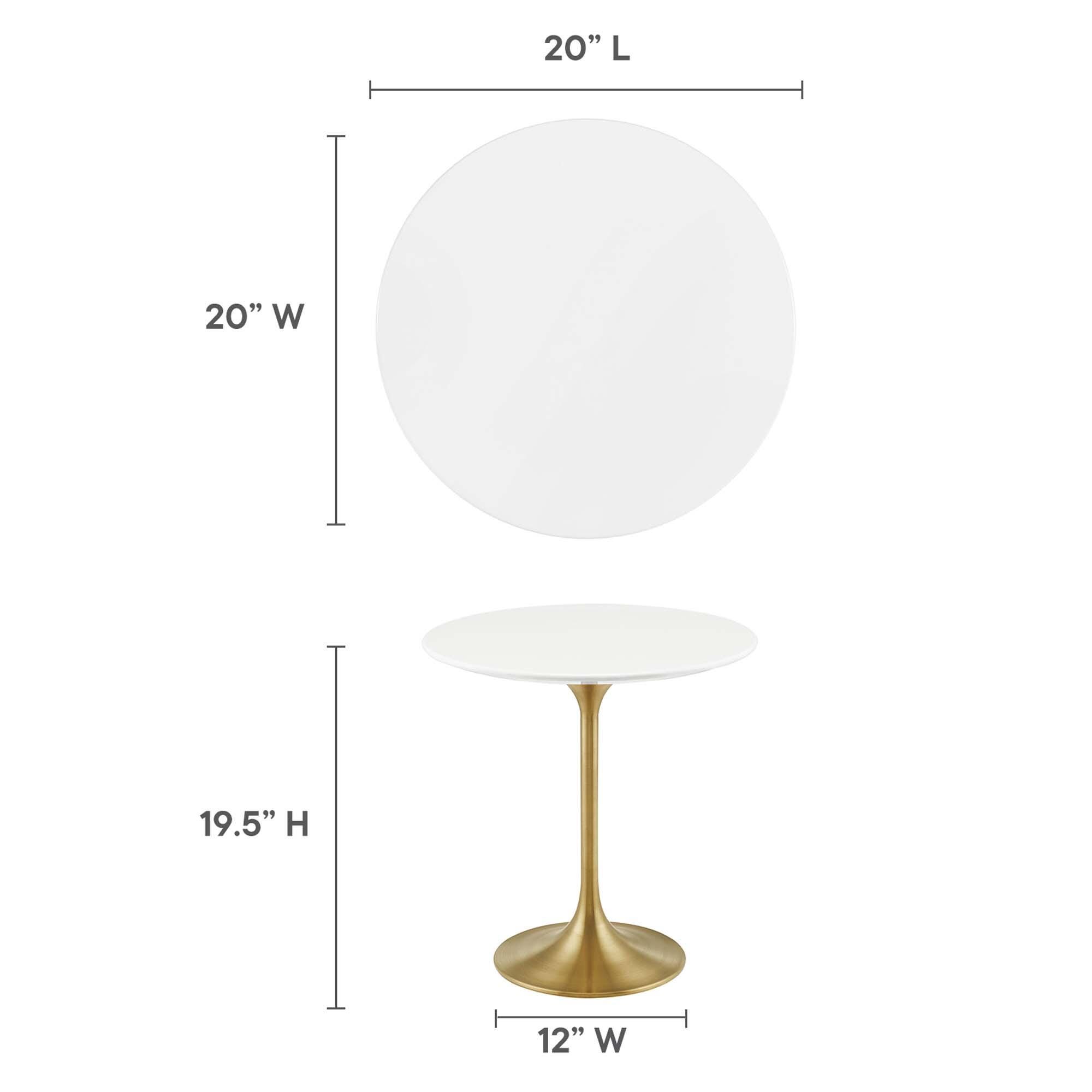 Modway Lippa Round Side Table, Gold/White, large