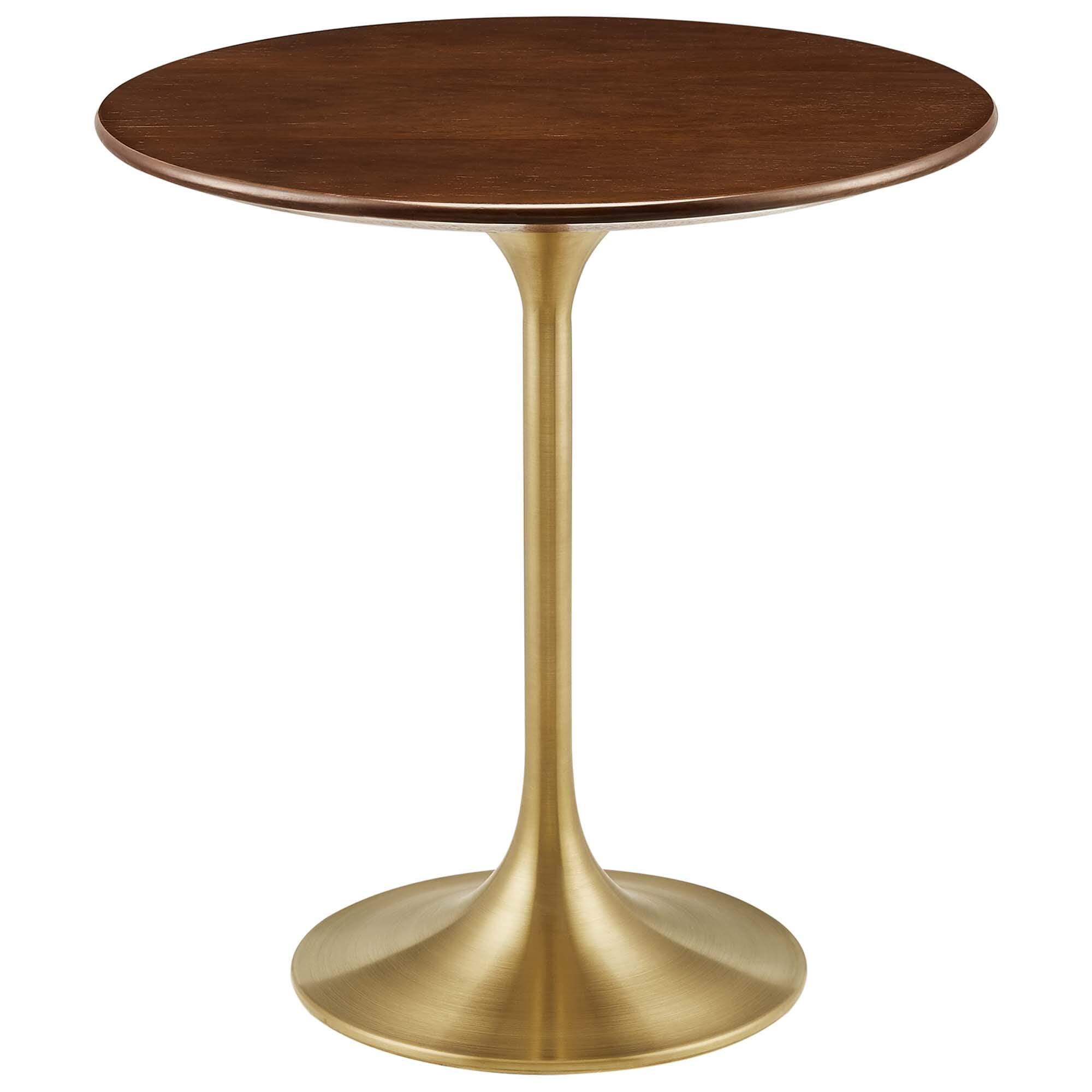 Modway Lippa Round Side Table, Gold/Brass Walnut, large