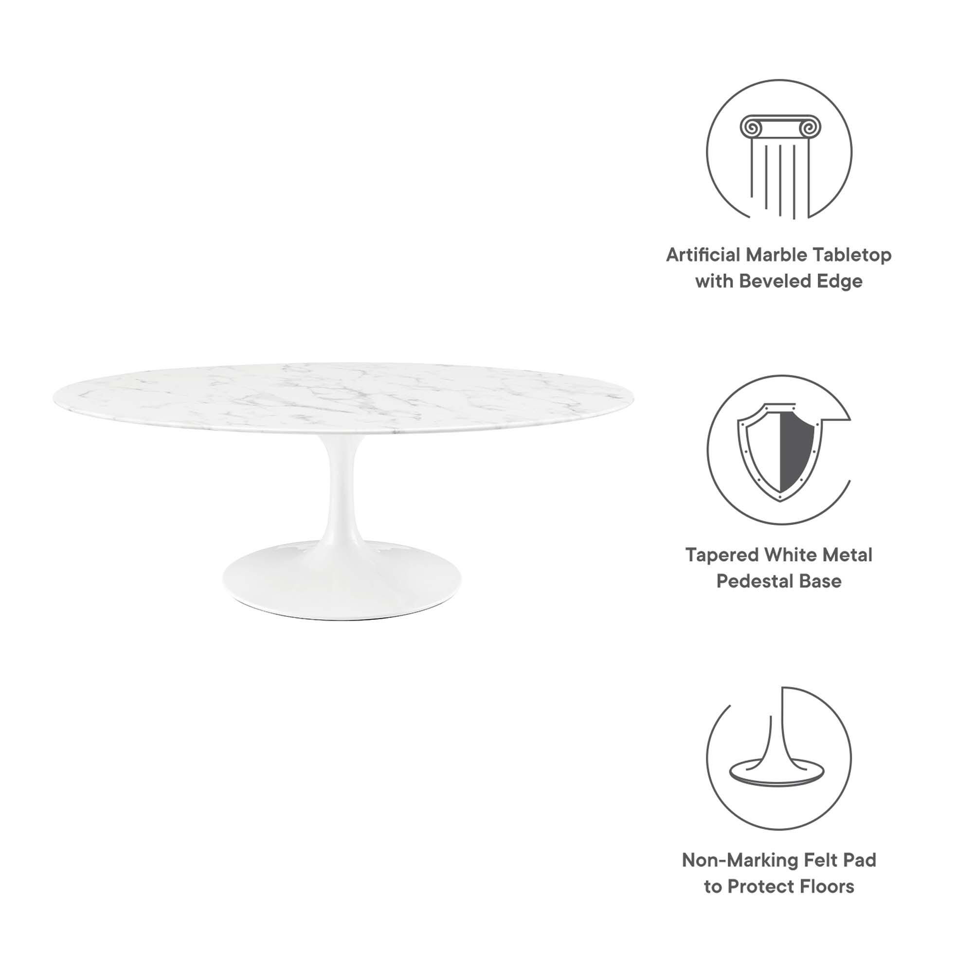 Modway Lippa Oval Coffee Table, White, large
