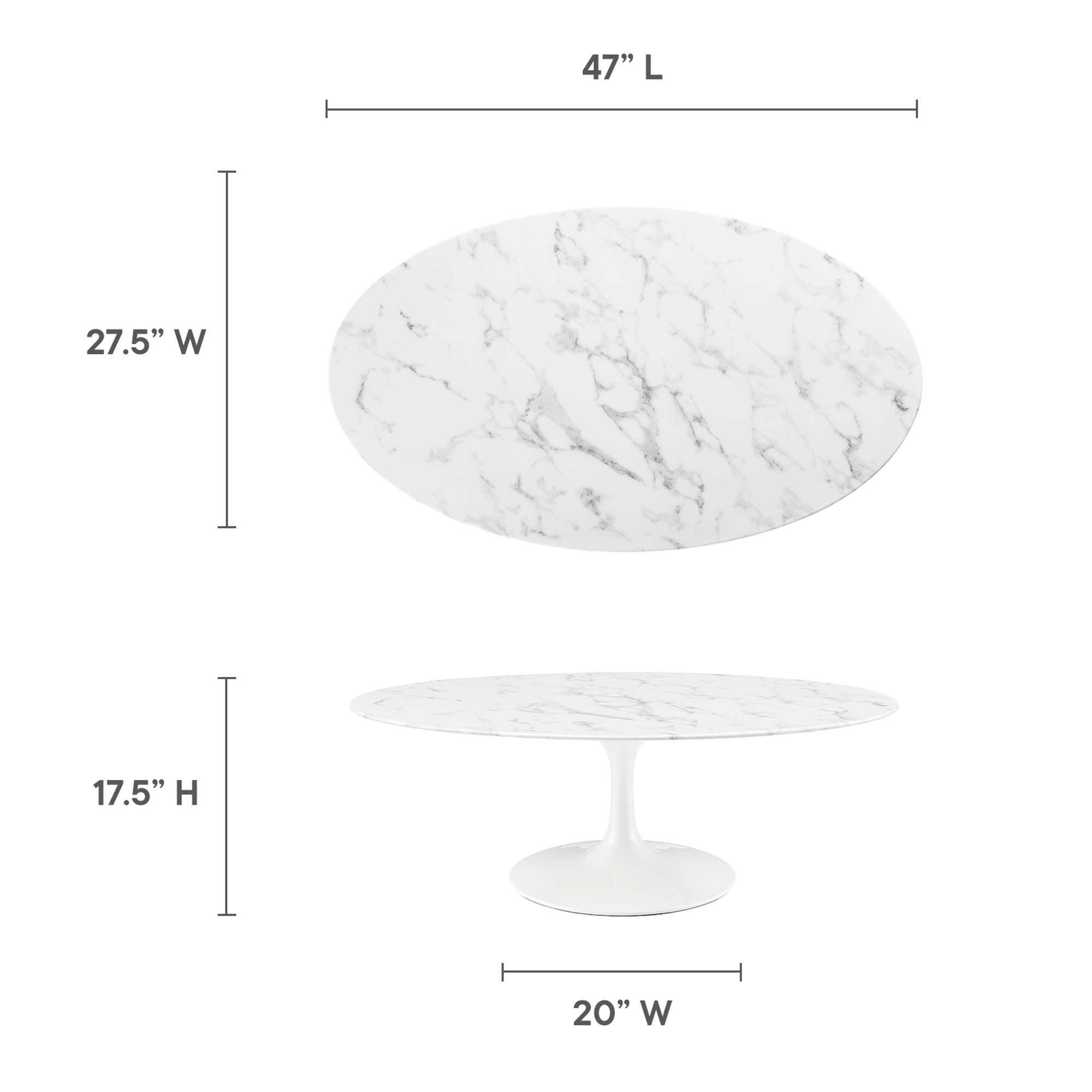 Modway Lippa Oval Coffee Table, White, large