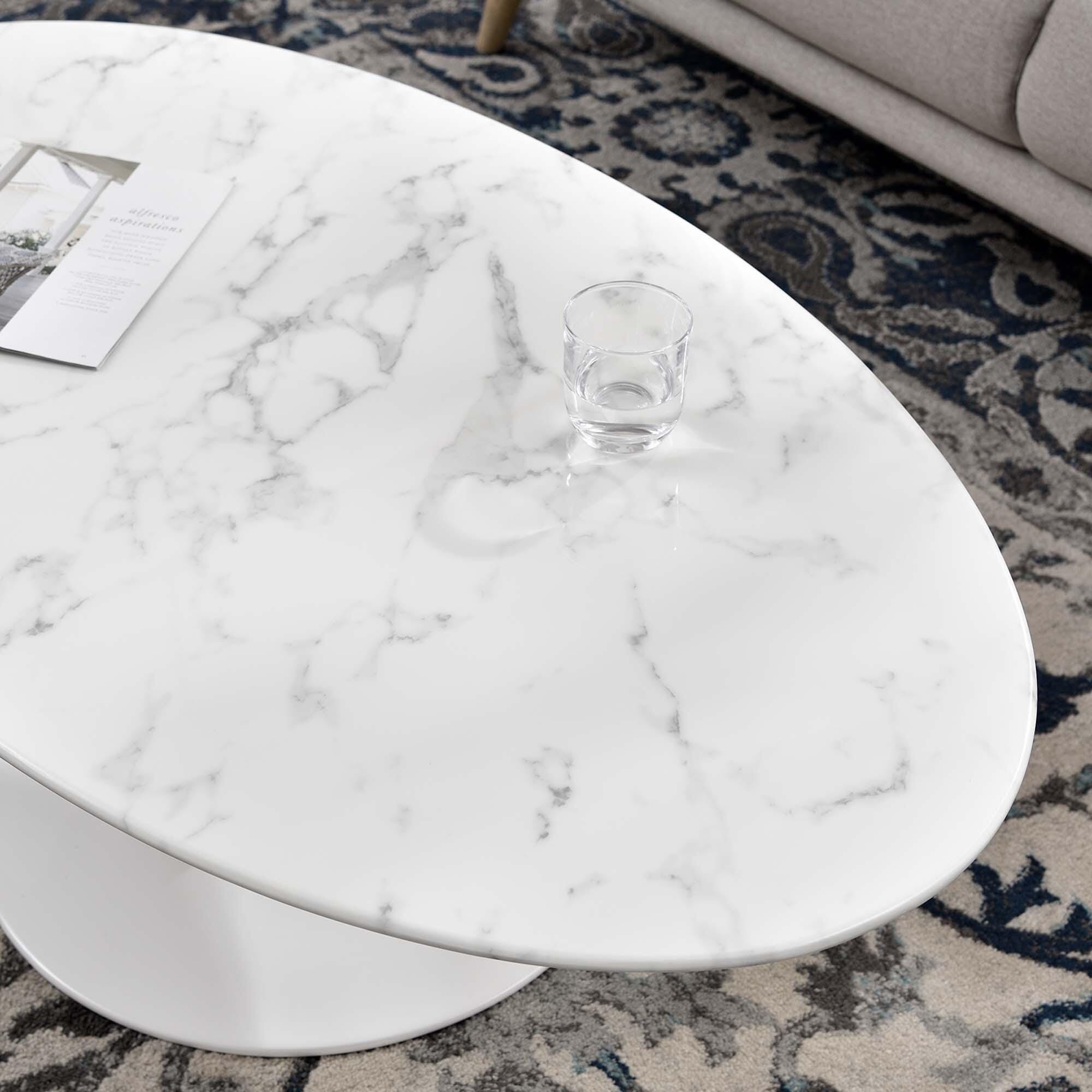 Modway Lippa Oval Coffee Table, White, large