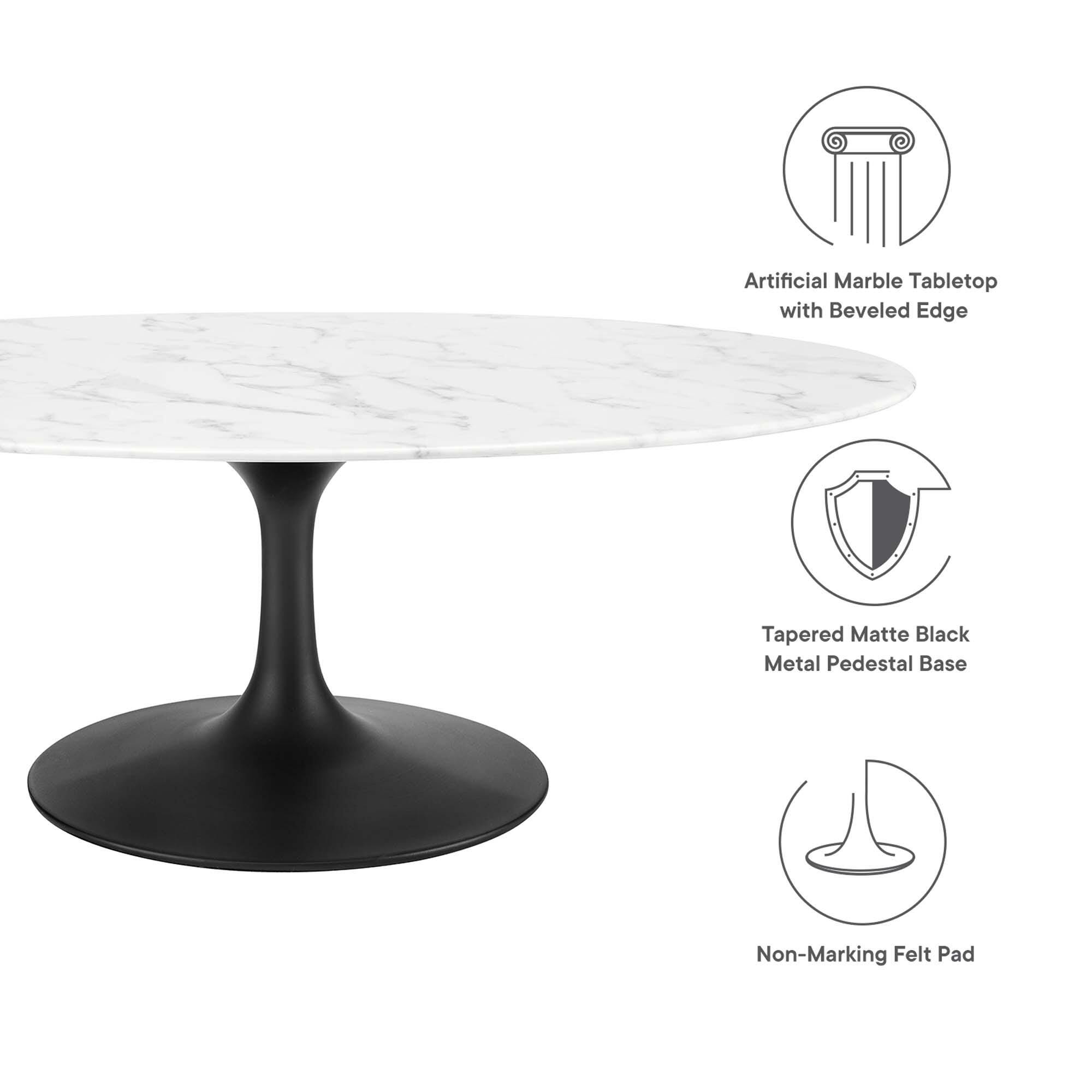 Modway Lippa Oval Coffee Table, Black/White, large