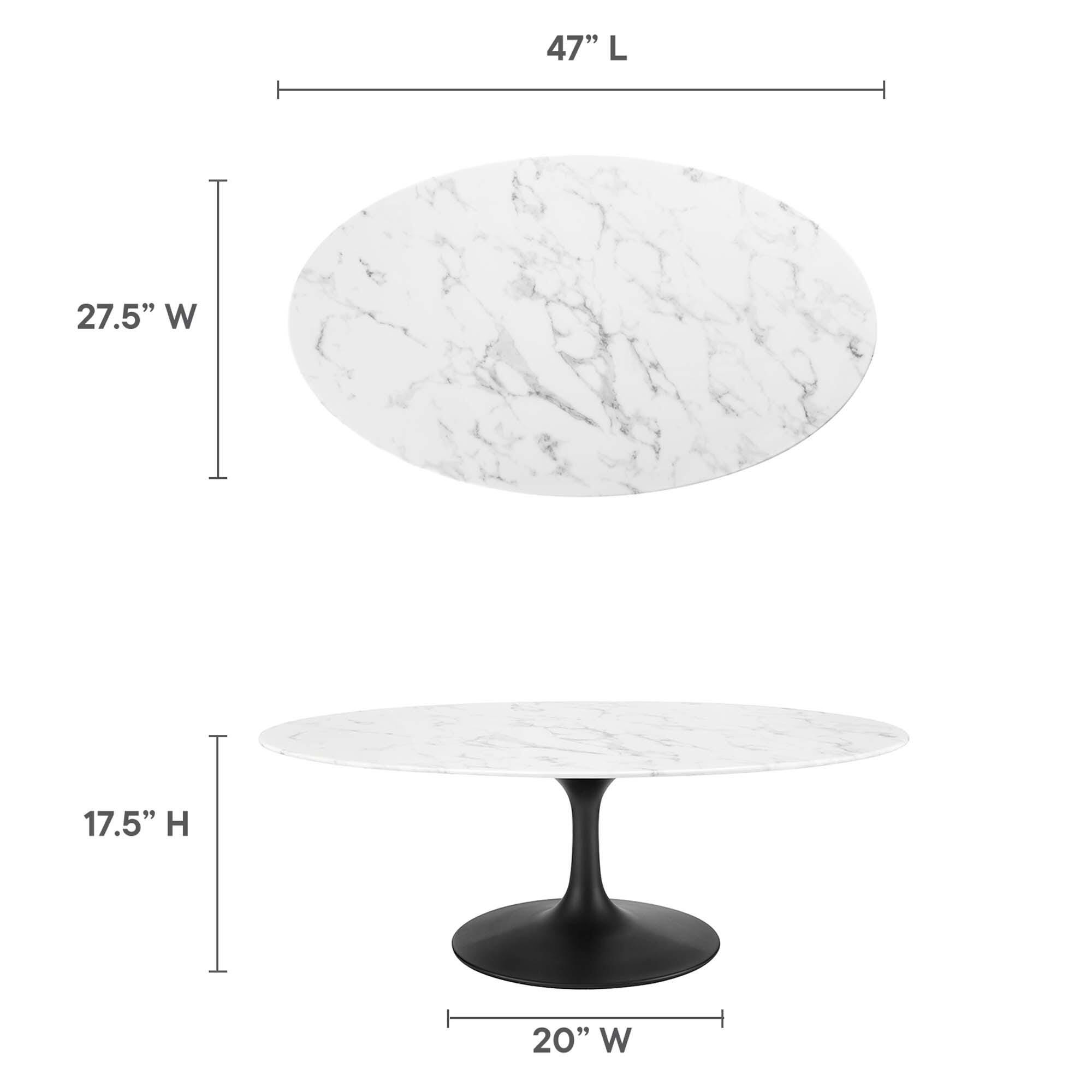 Modway Lippa Oval Coffee Table, Black/White, large