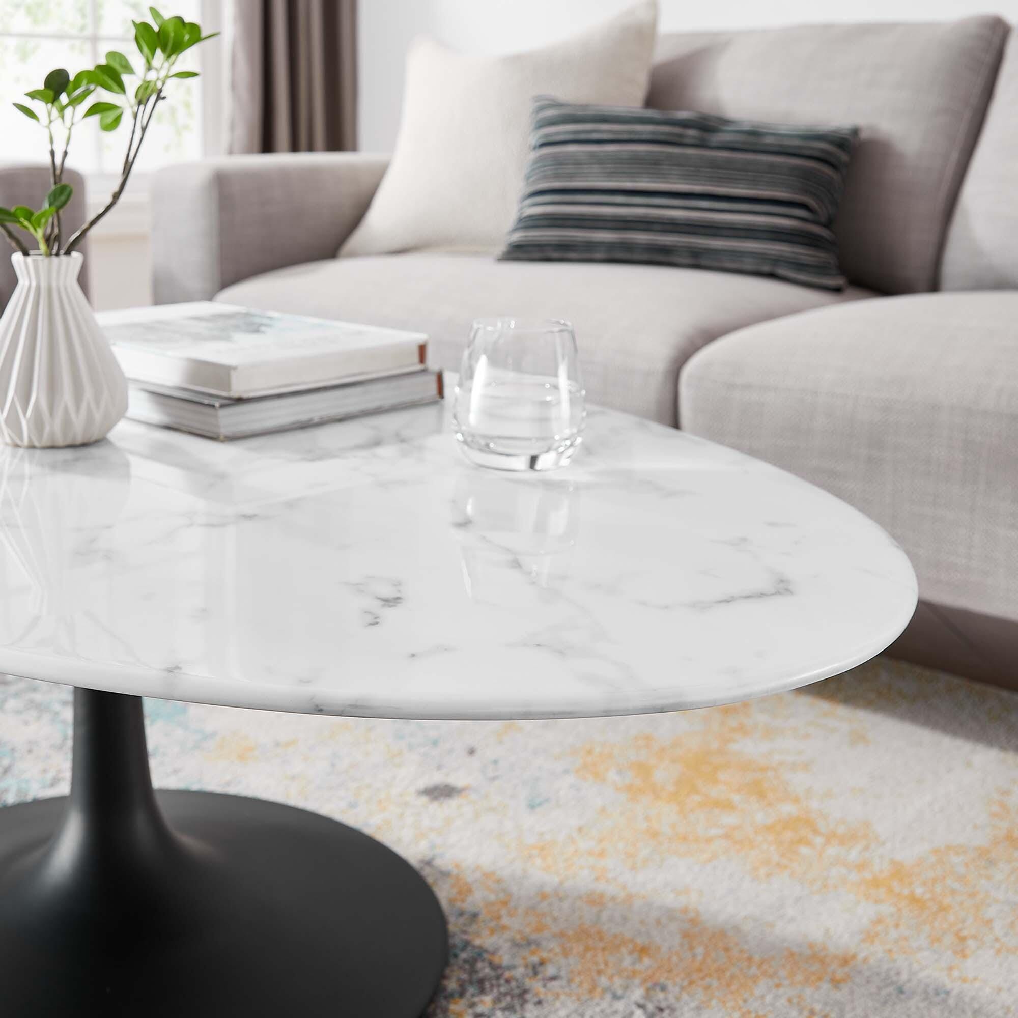 Modway Lippa Oval Coffee Table, Black/White, large