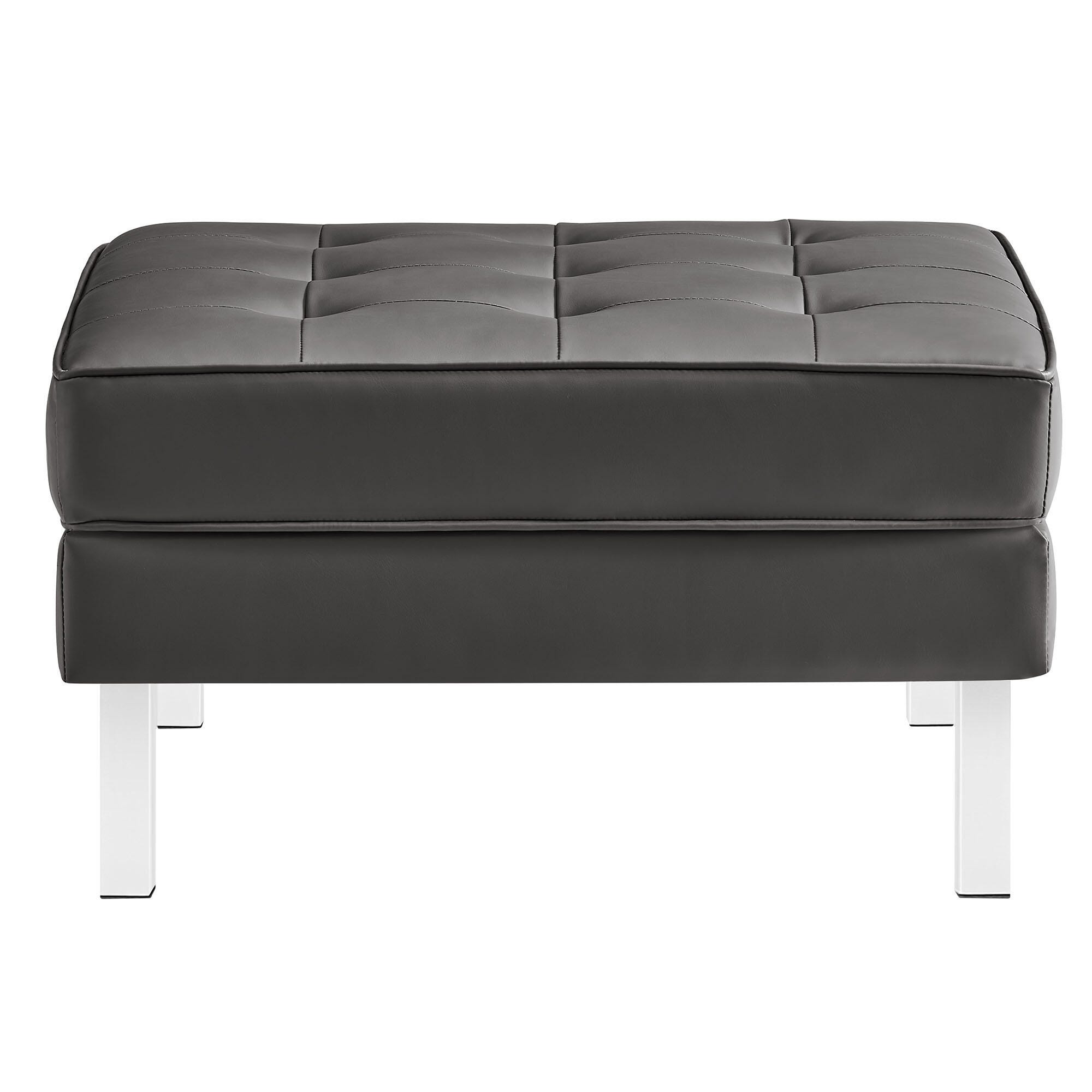 Modway Loft Accent Chair with Ottoman, Silver/Gray, large