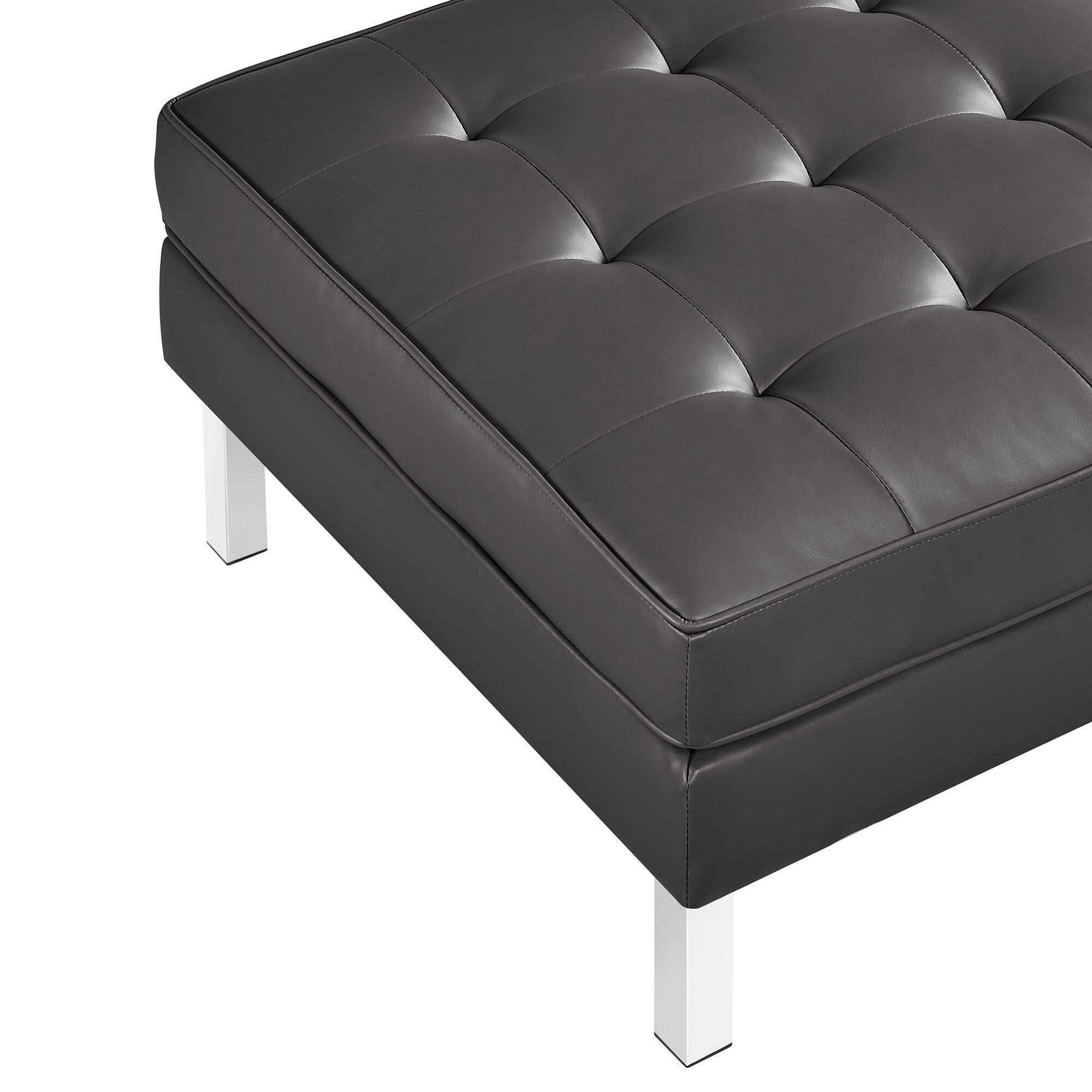 Modway Loft Accent Chair with Ottoman, Silver/Gray, large